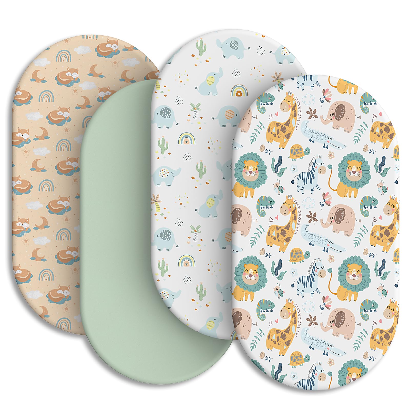 IOCCLH bassinet sheets 4-pack prints provide breathable softness for everyday naps.