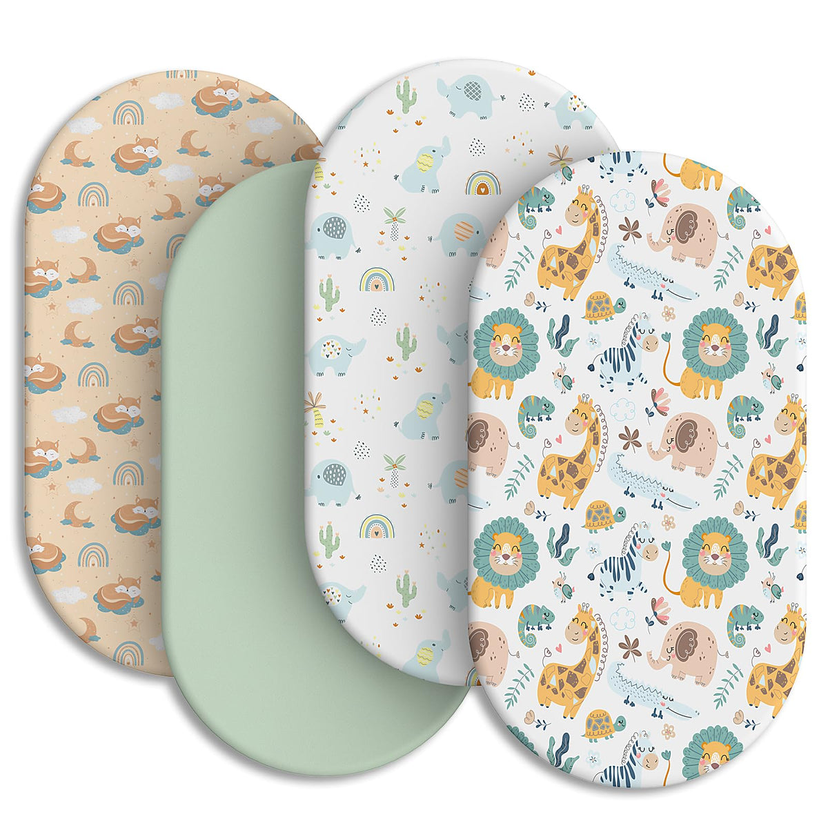 IOCCLH bassinet sheets 4-pack prints provide breathable softness for everyday naps.