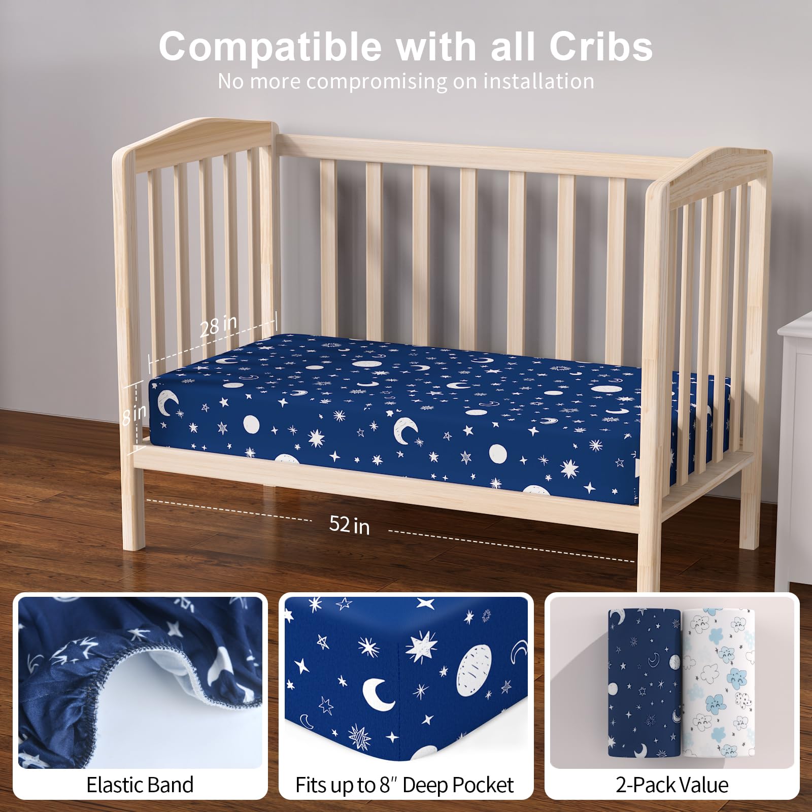 IOCCLH Crib set in use complements nursery decor.