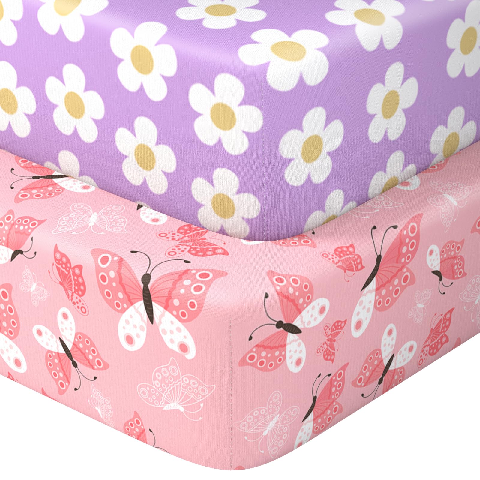 IOCCLH Pack N Play Daisy pattern sheet offers breathable comfort for naps and nights.