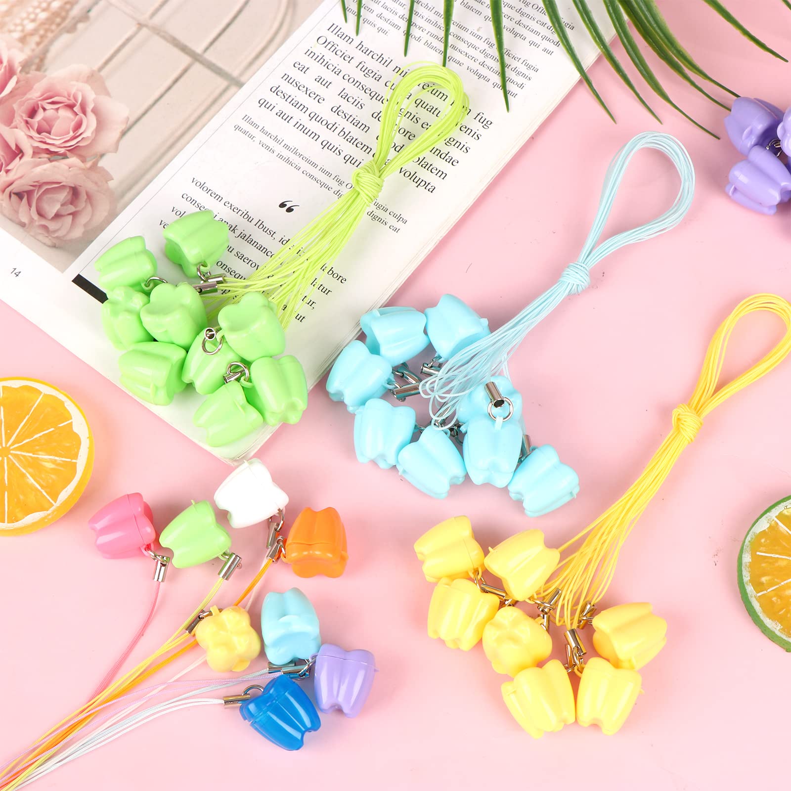 Ioffersuper Tooth Saver Necklace closeup shows durable plastic for long-lasting storage.