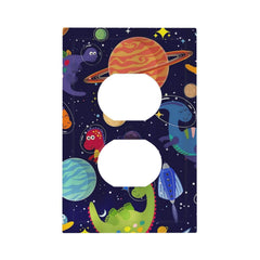 IOFNG blue dino wall plate for 1-gang outlets, playful room decor