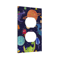 IOFNG blue dino wall plate cartoon detail, vivid colors enhance kids' spaces