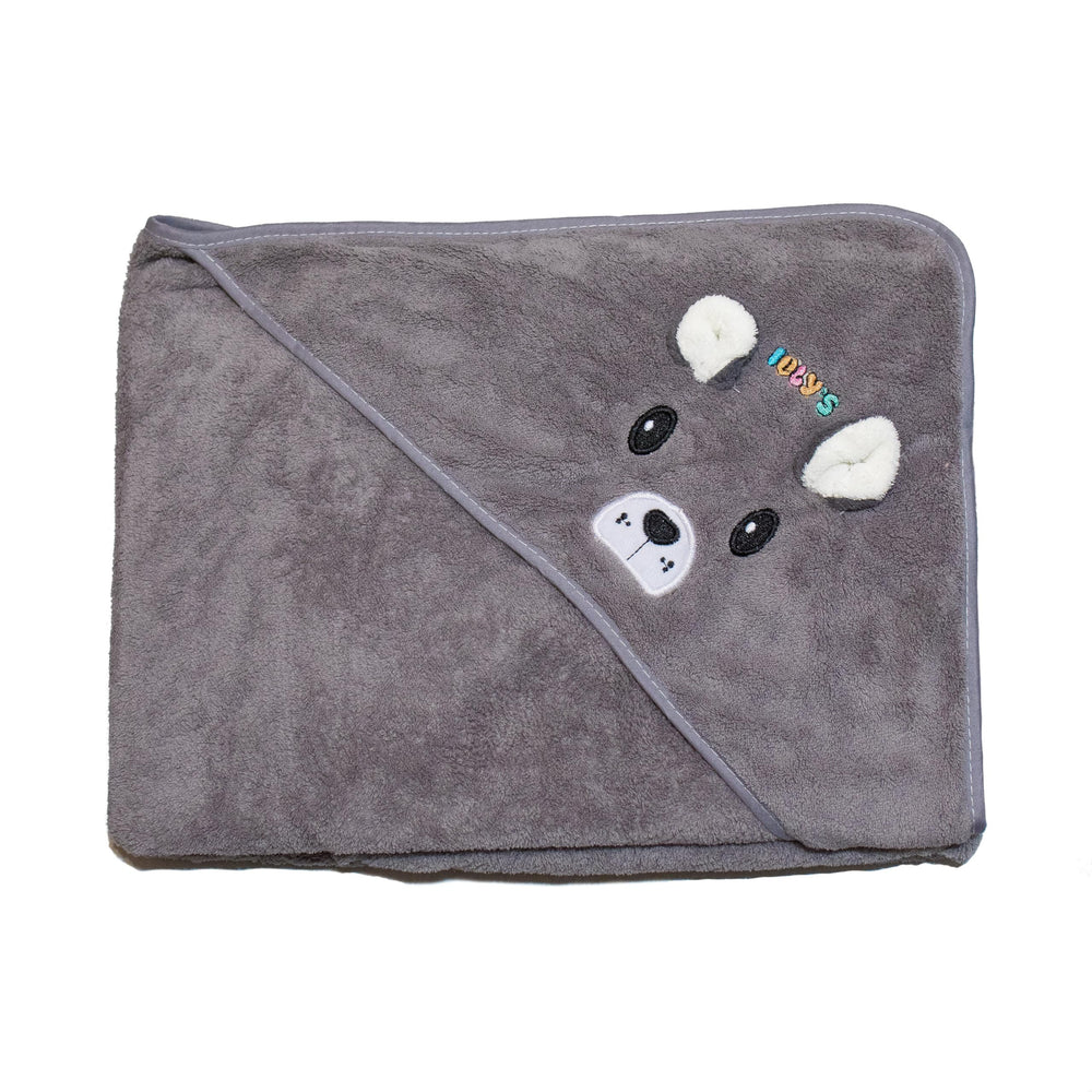 Ioly's hooded towel for kids adds warmth and comfort in grey.