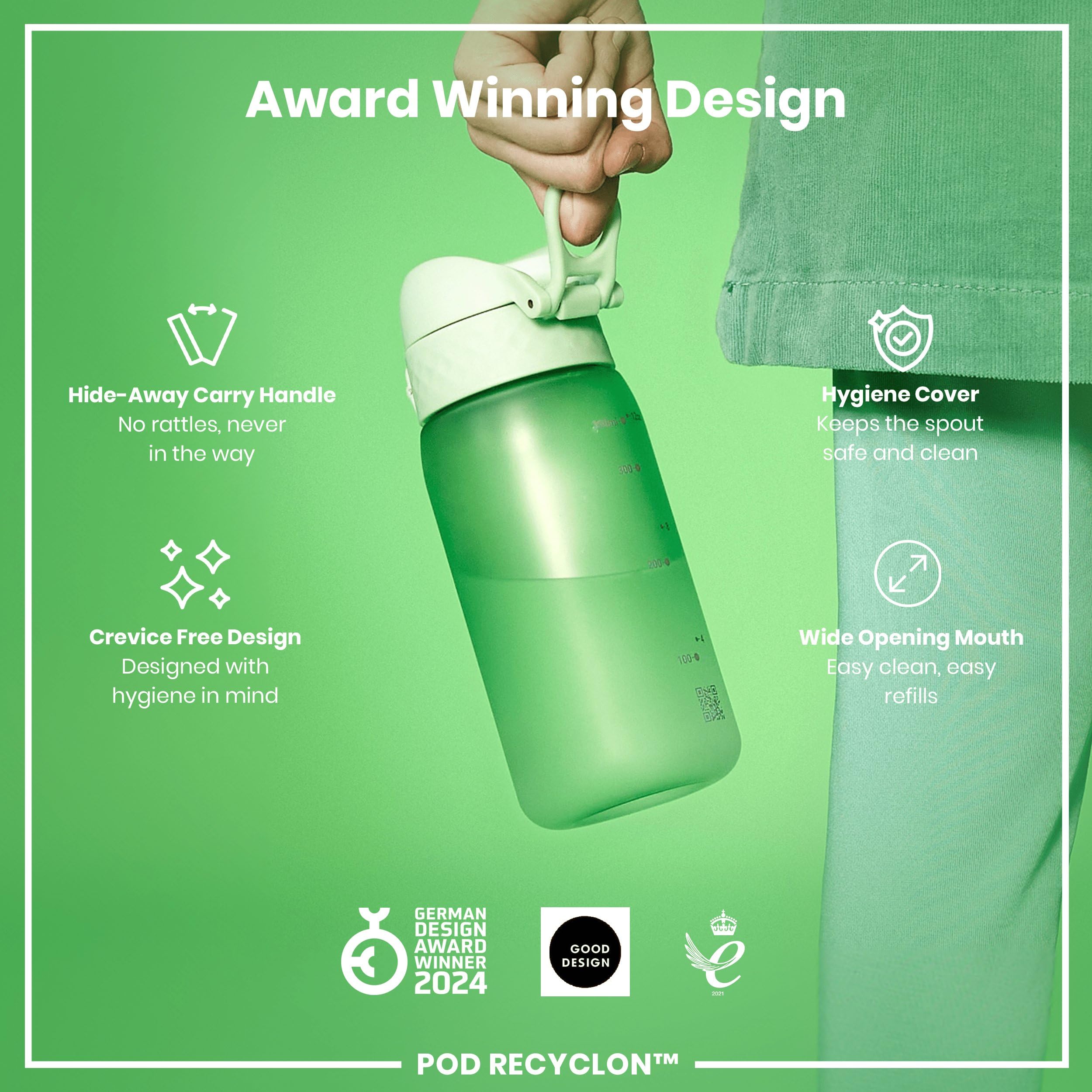 Ion8 carbon-neutral bottle highlighting eco-friendly materials