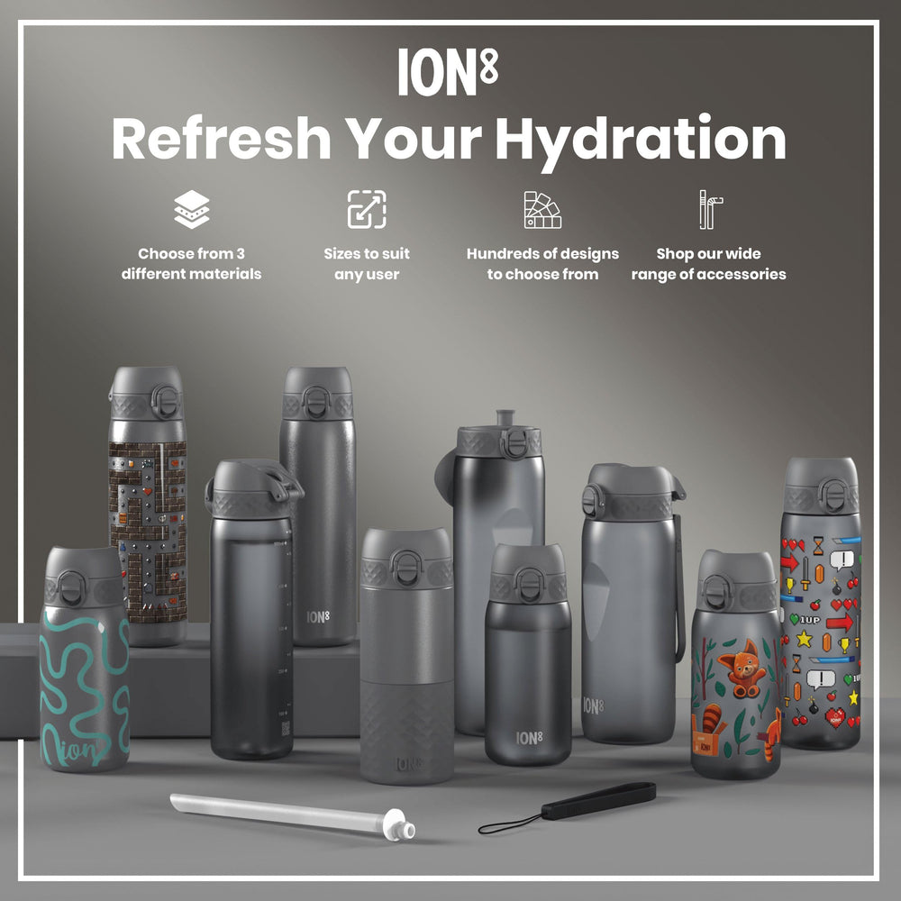 Ion8 bottle offers hygienic flip cover for clean spout.