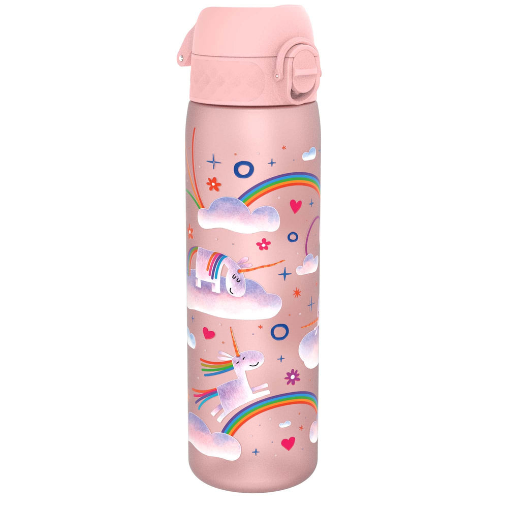 Ion8 unicorn rainbows bottle pink with spill-free design for daily hydration.