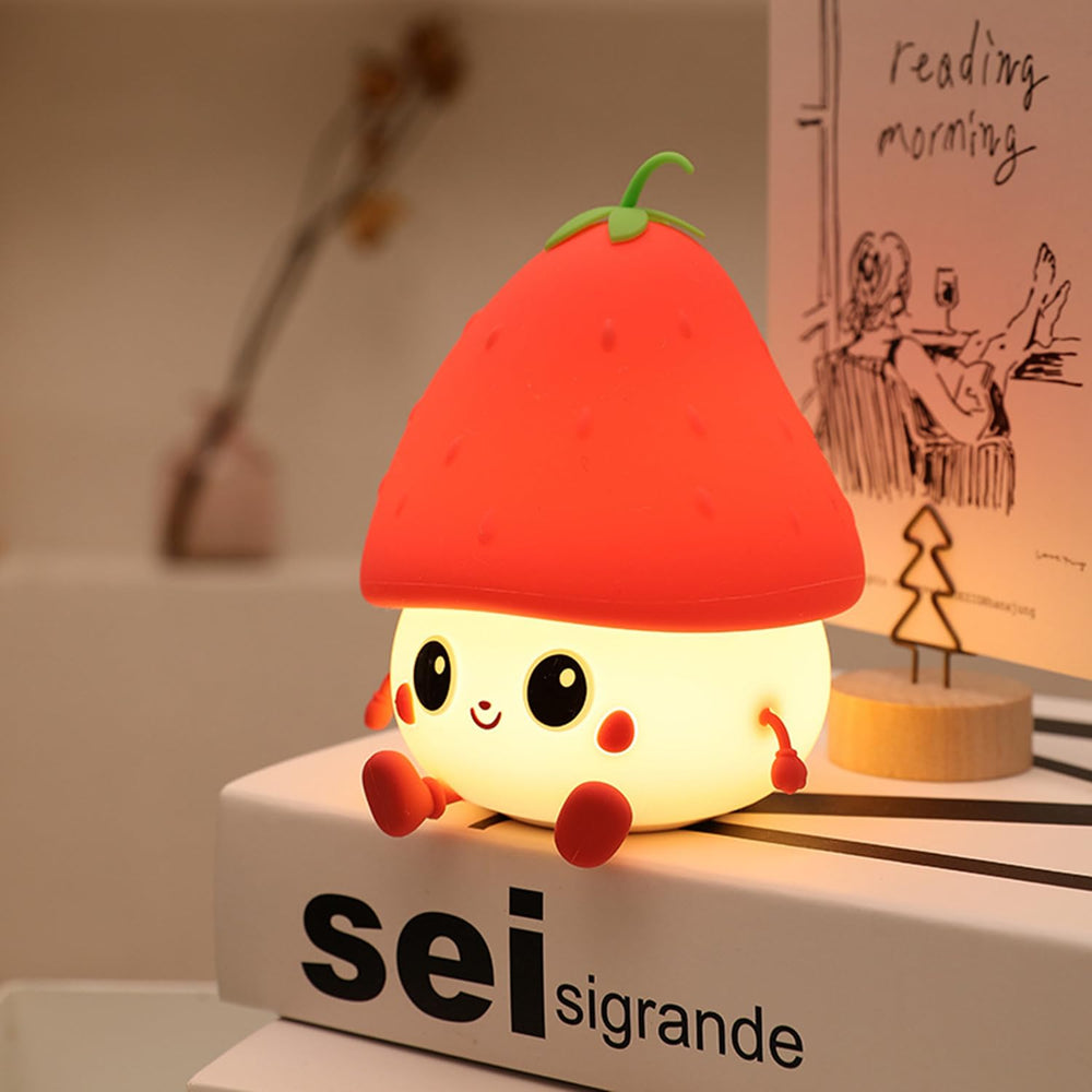 ipalmay strawberry night light glows softly, a soothing bedside companion for kids