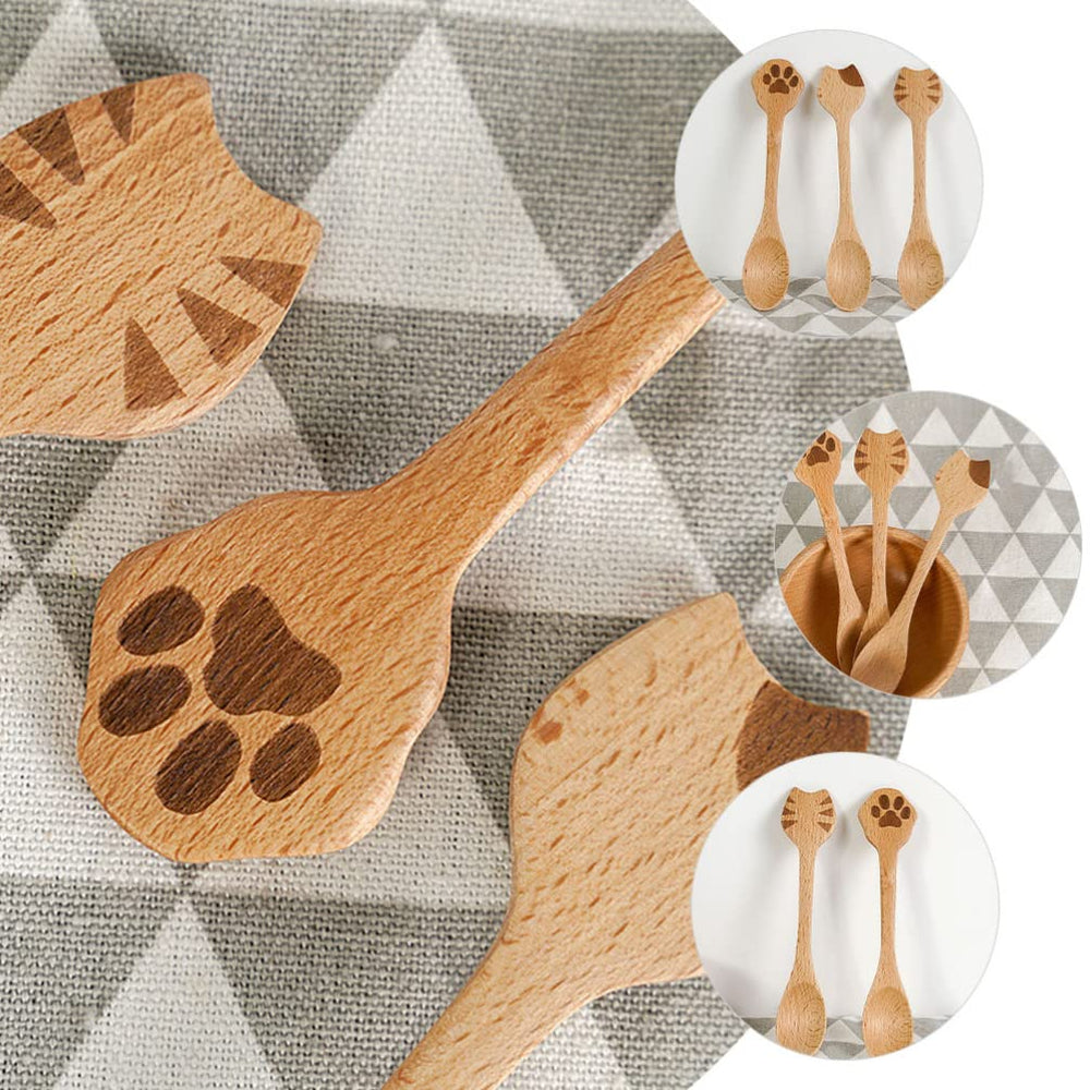 iplusmile Cat Bamboo Cooking Spoons durable wood construction for daily use