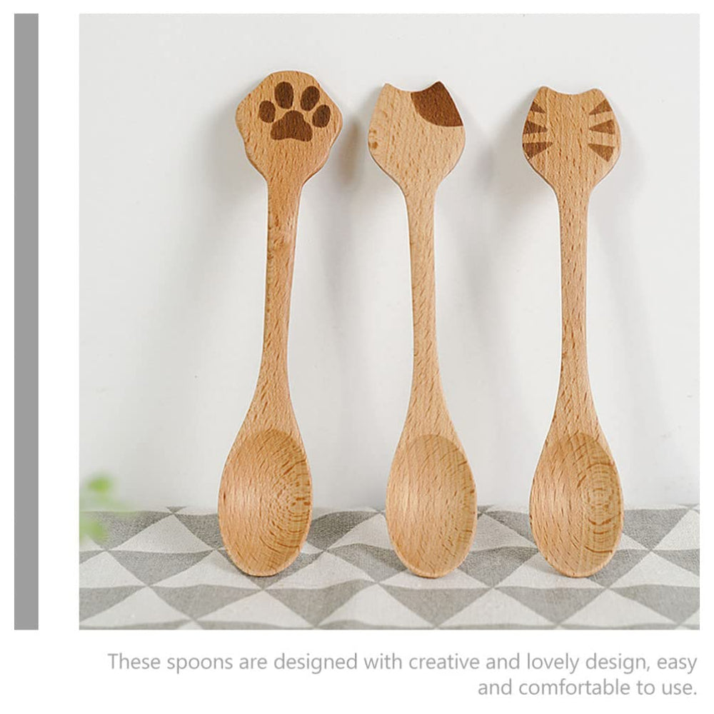 iplusmile Cat Bamboo Cooking Spoons sugar spoon easy sugar serving