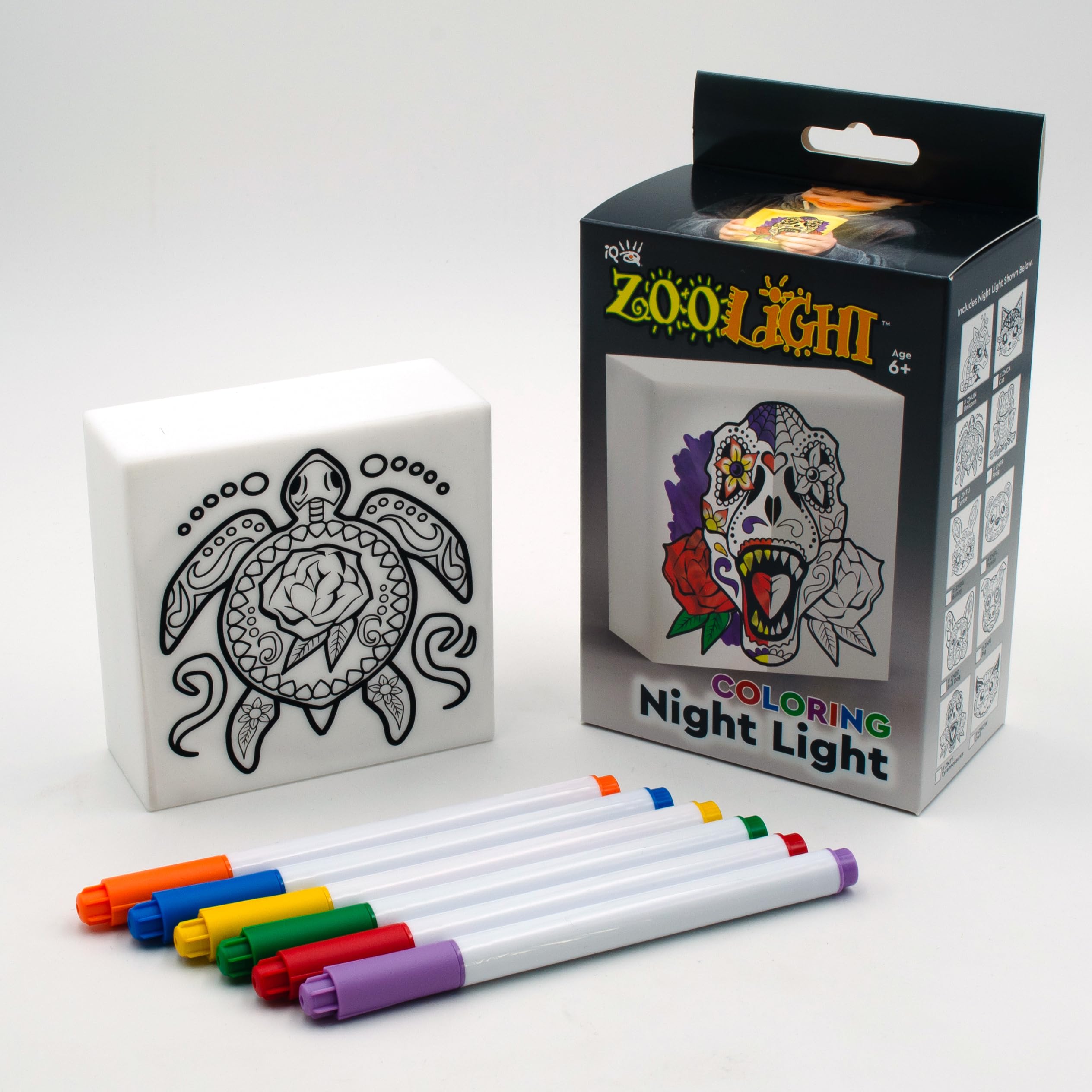 IQ Zoolight DIY colorable night light turtle with markers for personalized bedtime ambiance.