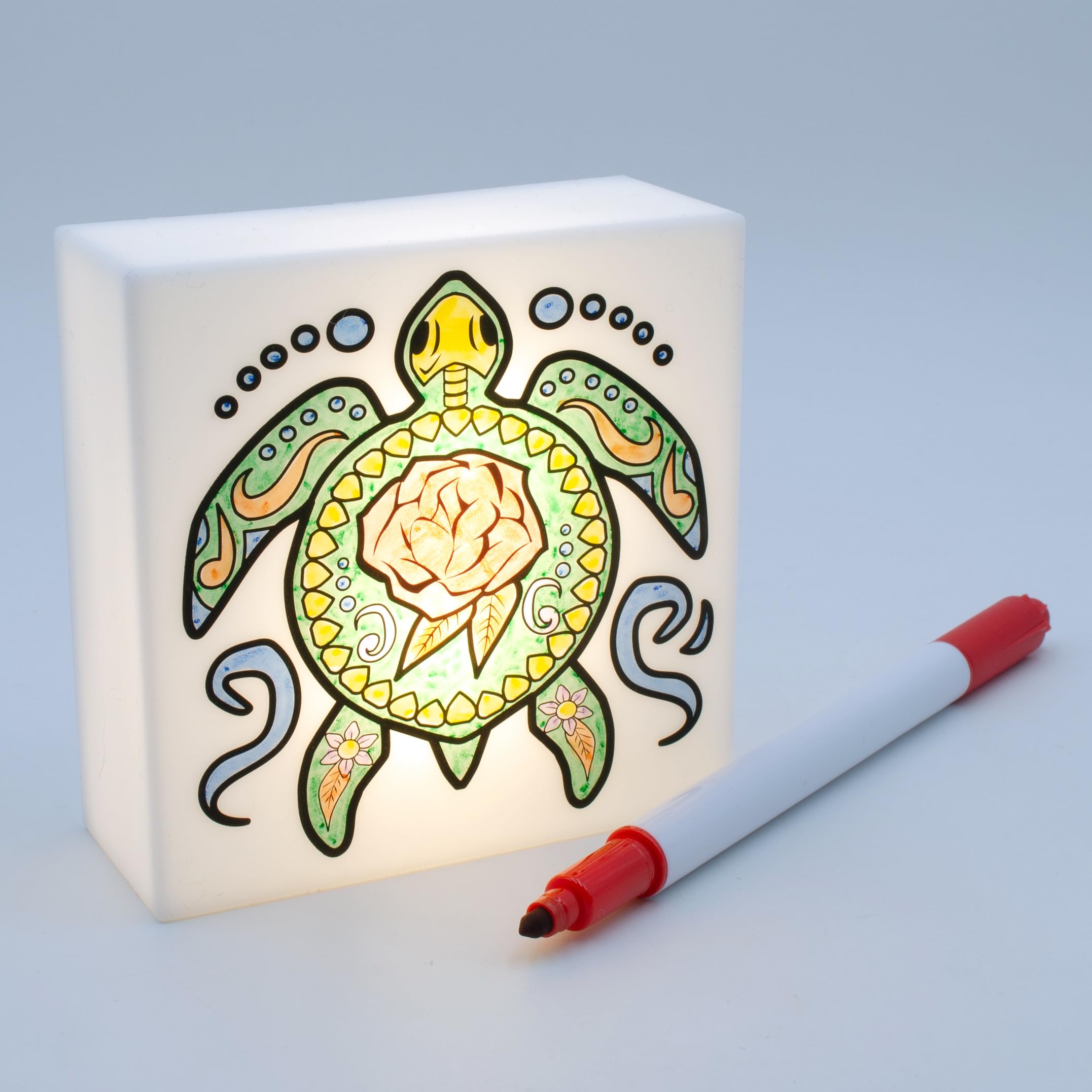 IQ Zoolight included markers let kids color the night light with non-toxic ink.