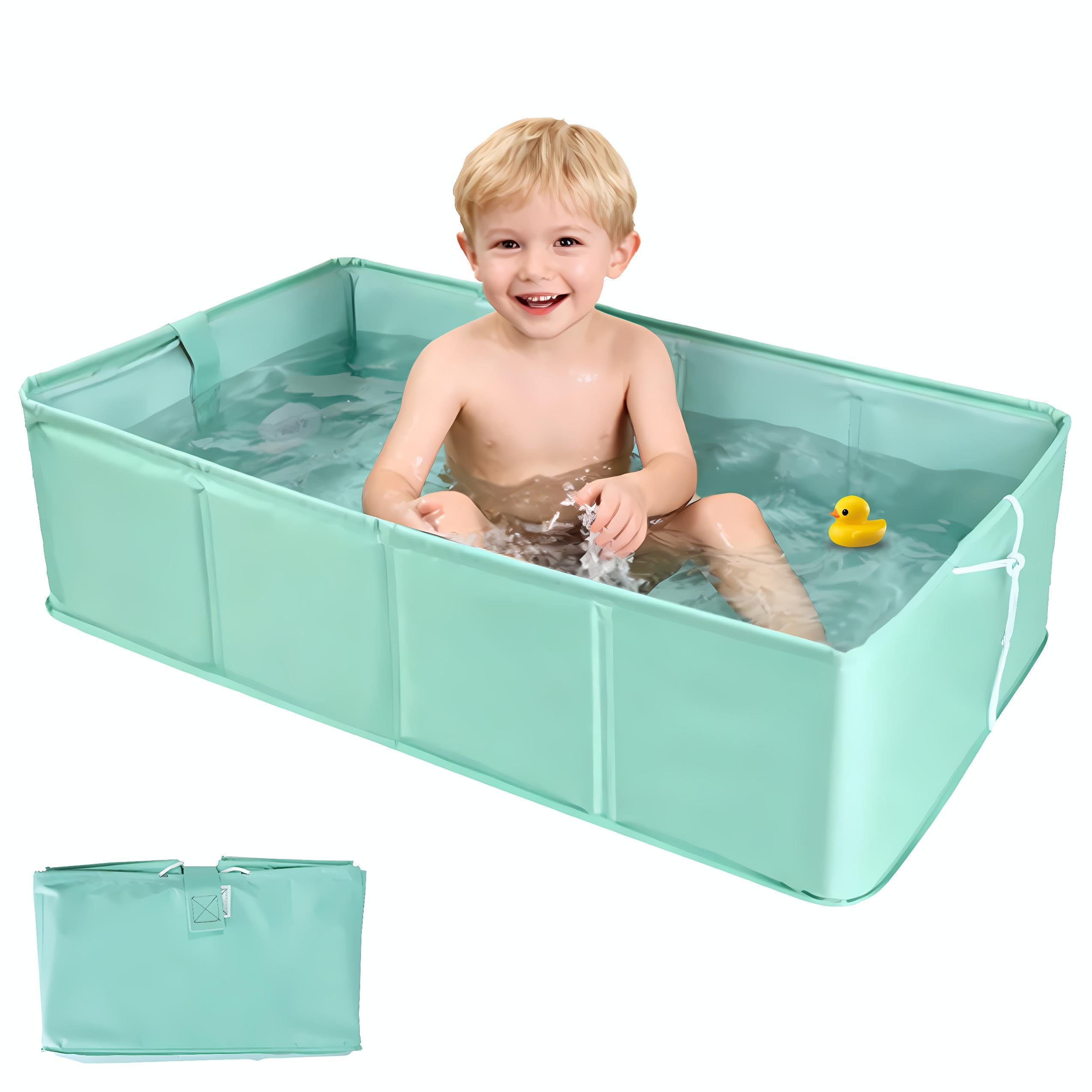 IQYIQY collapsible baby bathtub with foldable design for travel-ready baths.