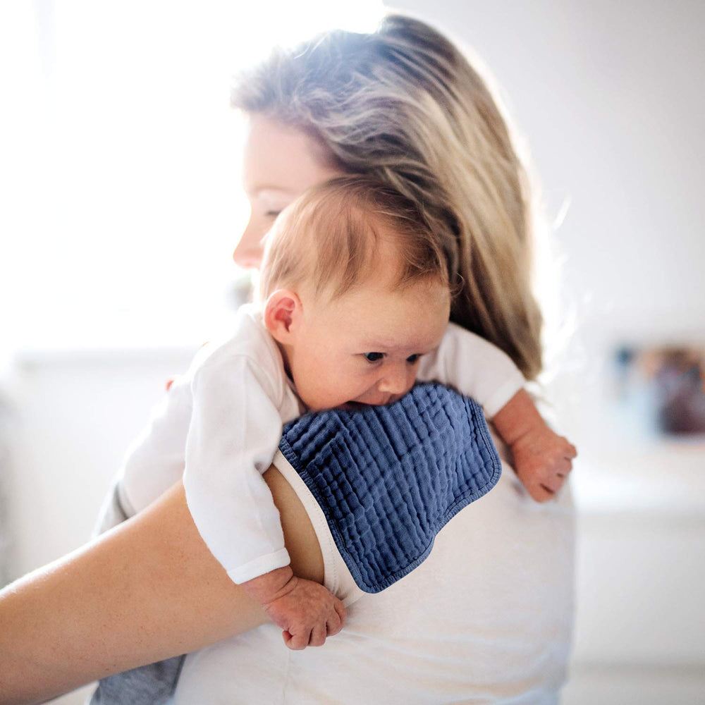 Irenare burp cloth in use during baby feeding for comfort