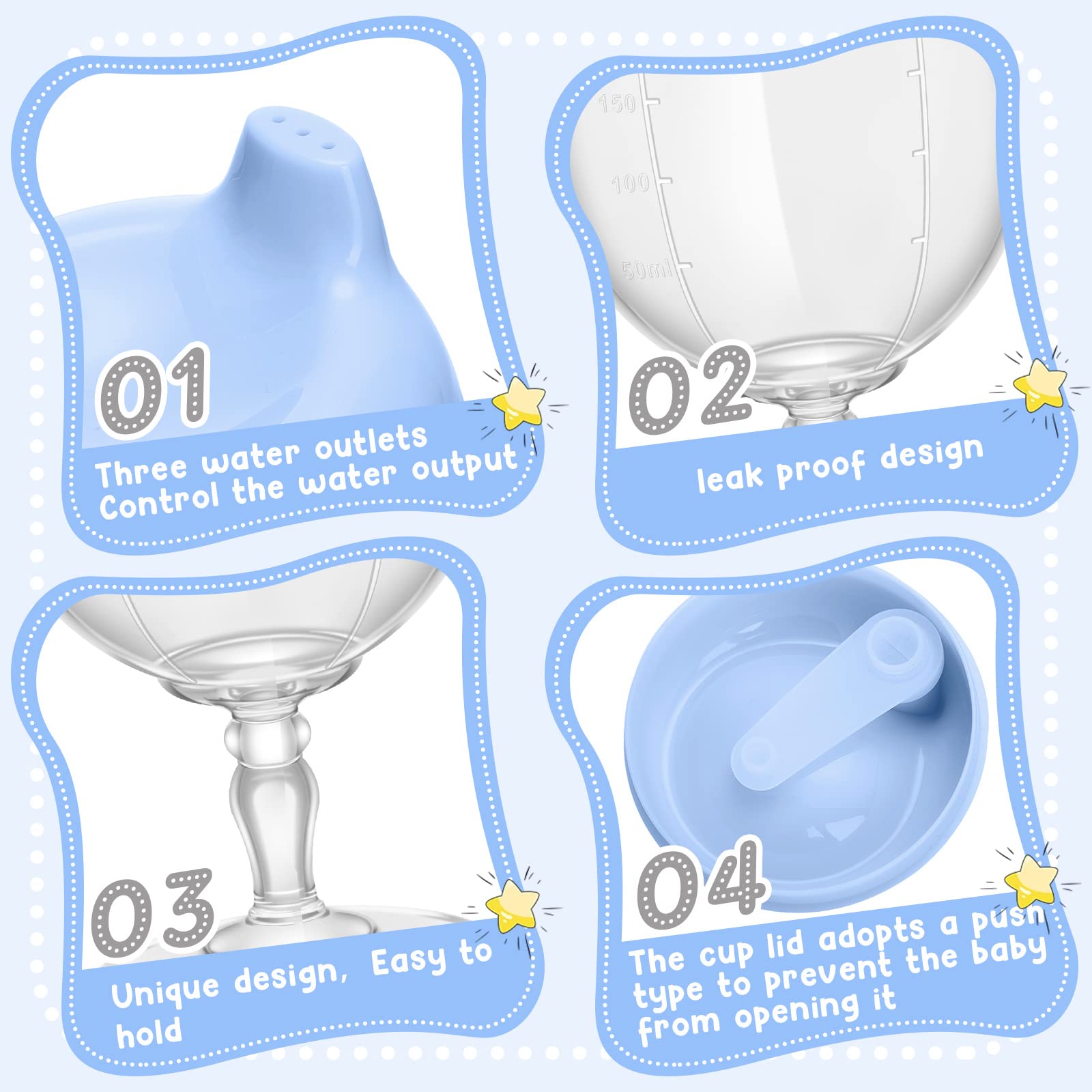 Irenare lid and spout on sippy cup prevent spills during drinks.