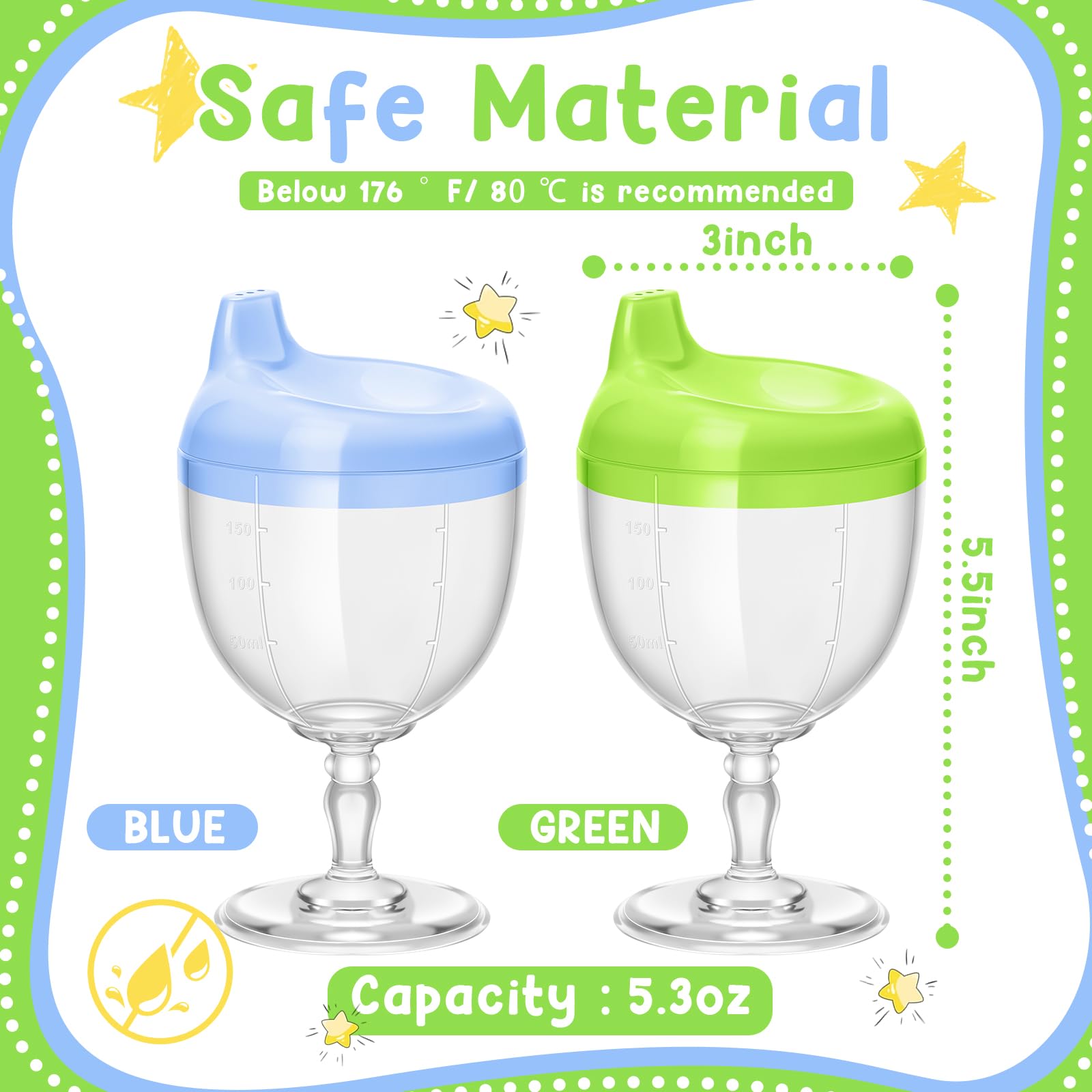 Irenare green baby wine sippy cup featuring easy-grip handle for small hands.