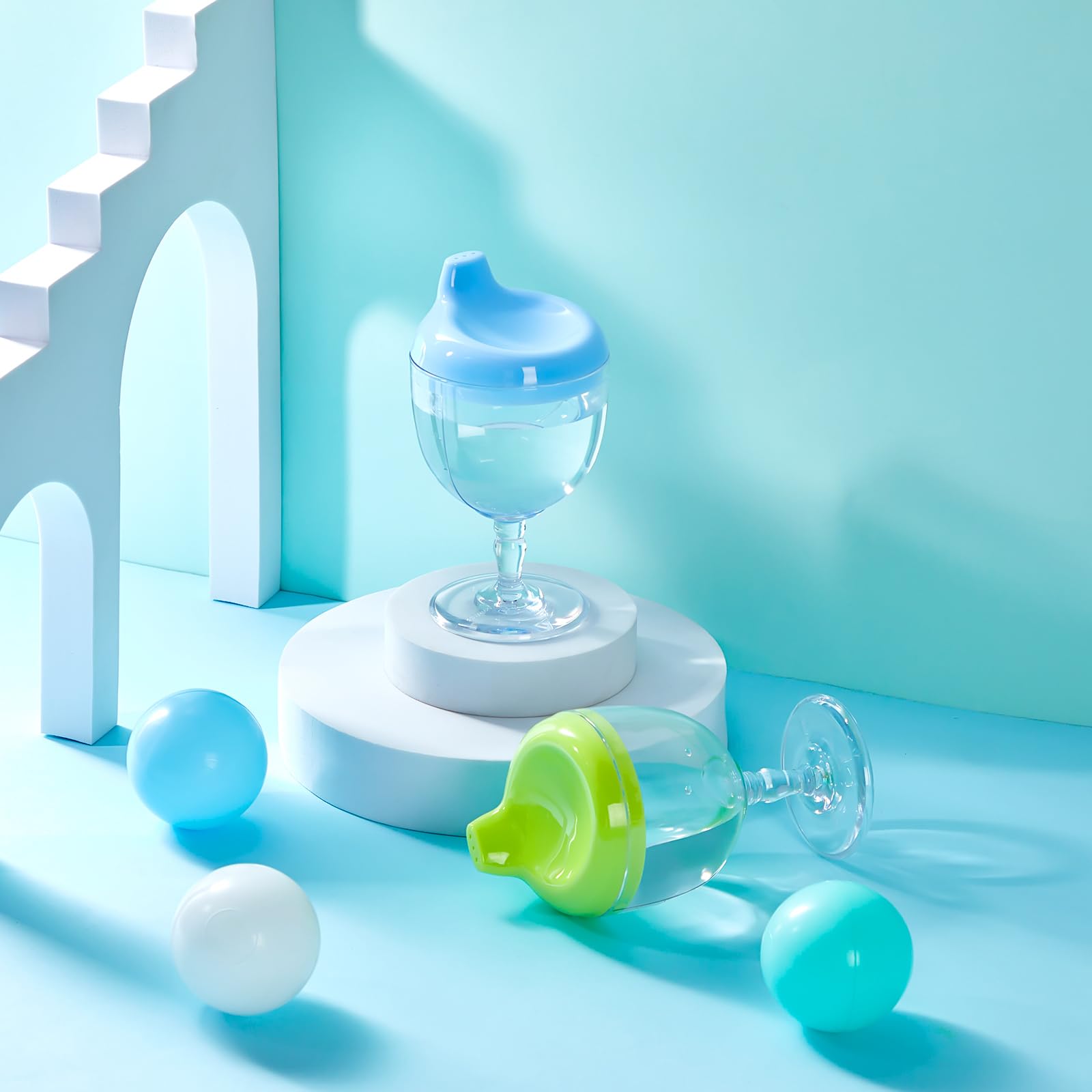 Irenare goblet-style cup shows built-in scale for portioning drinks.