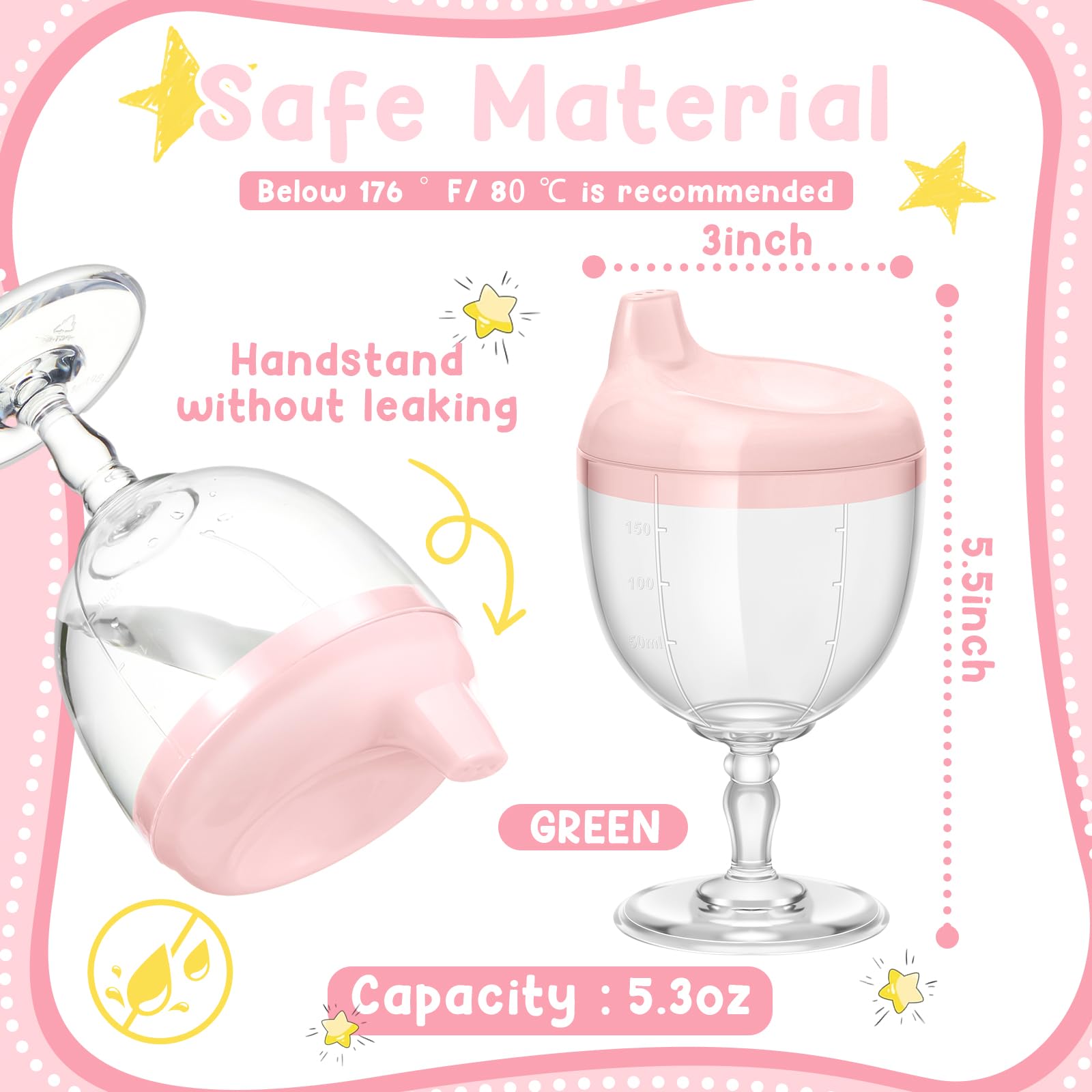 Irenare plastic goblet no-spill cup with pink finish.