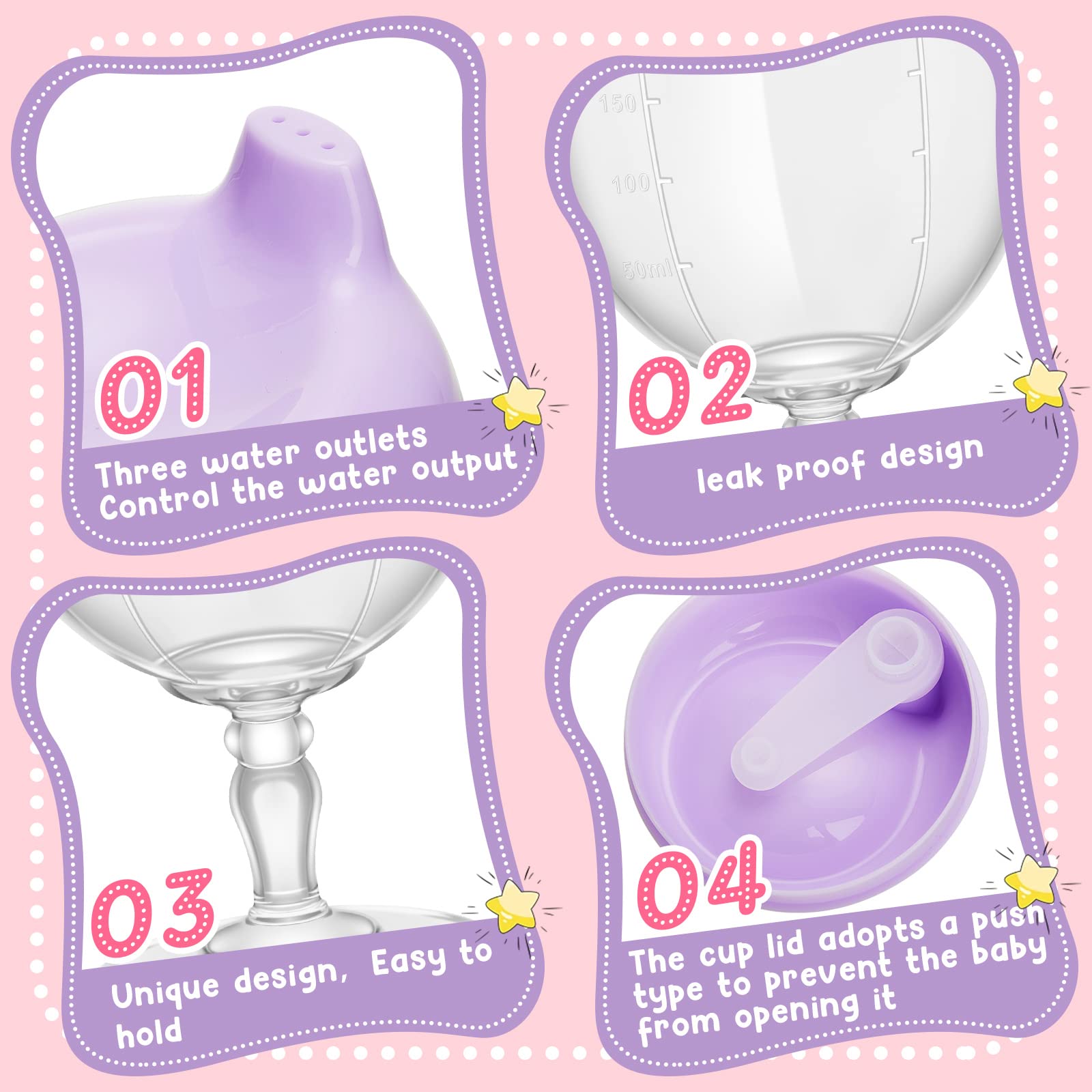 Irenare sippy cup close-up shows soft spout for gentle sipping