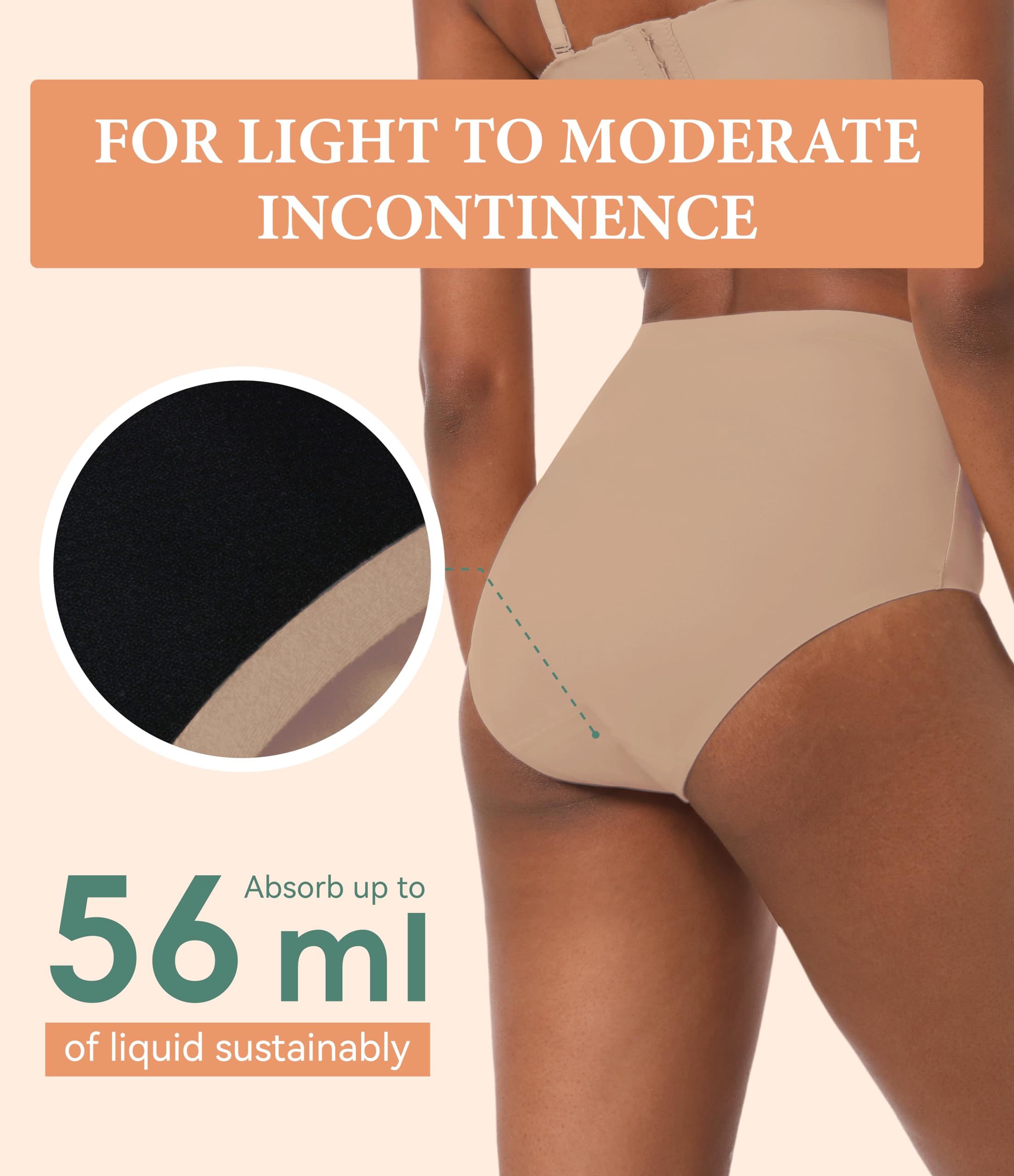 IRISMORII underwear brown 2XL, back view showing seamless fit under clothing