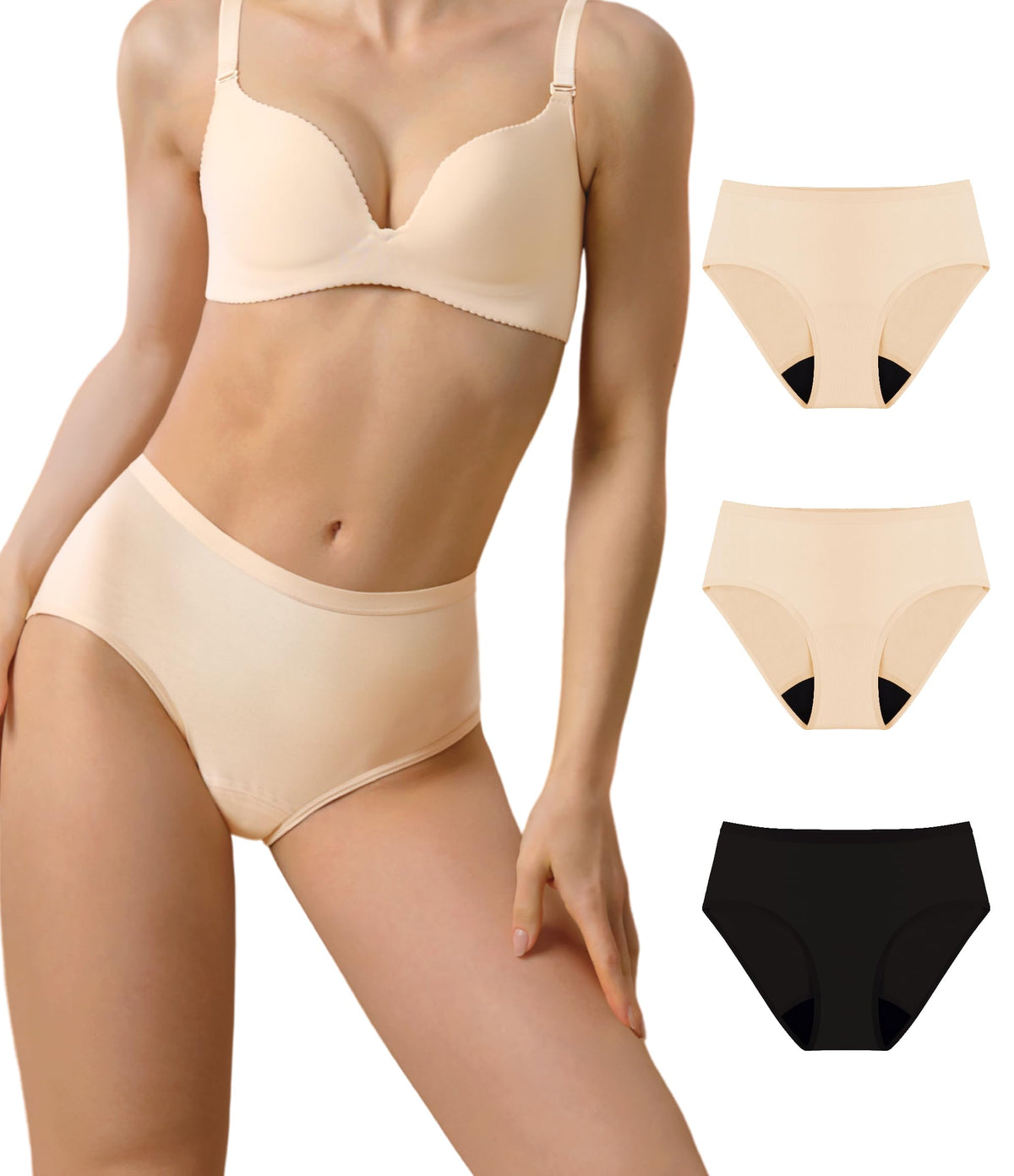 IRISMORII adult women's incontinence underwear in skin-skin black XL for discreet daily protection