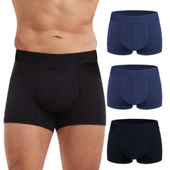 IRISMORII men's absorbent underwear black front view showing discreet protection