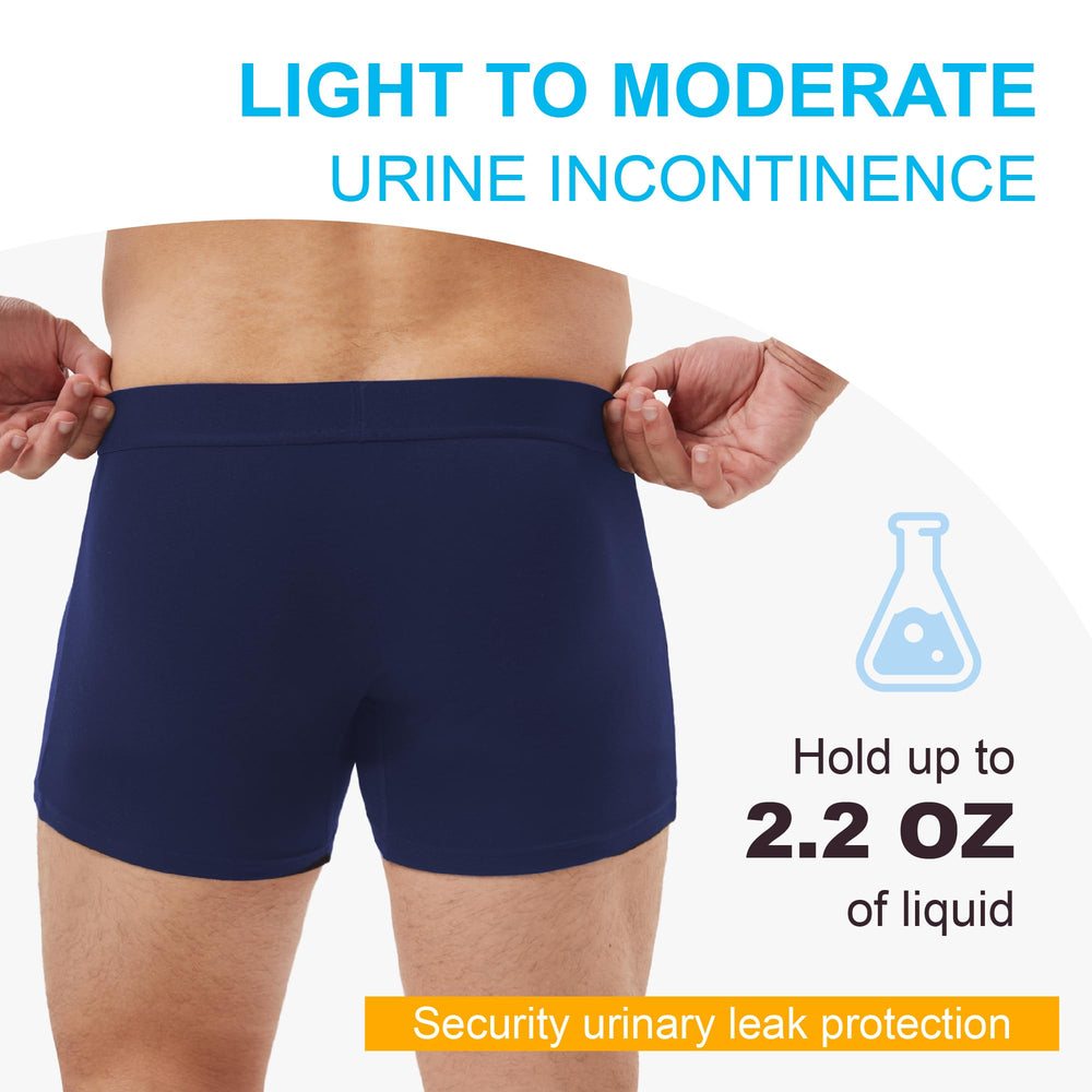 IRISMORII men's absorbent underwear blue front view for daily comfort