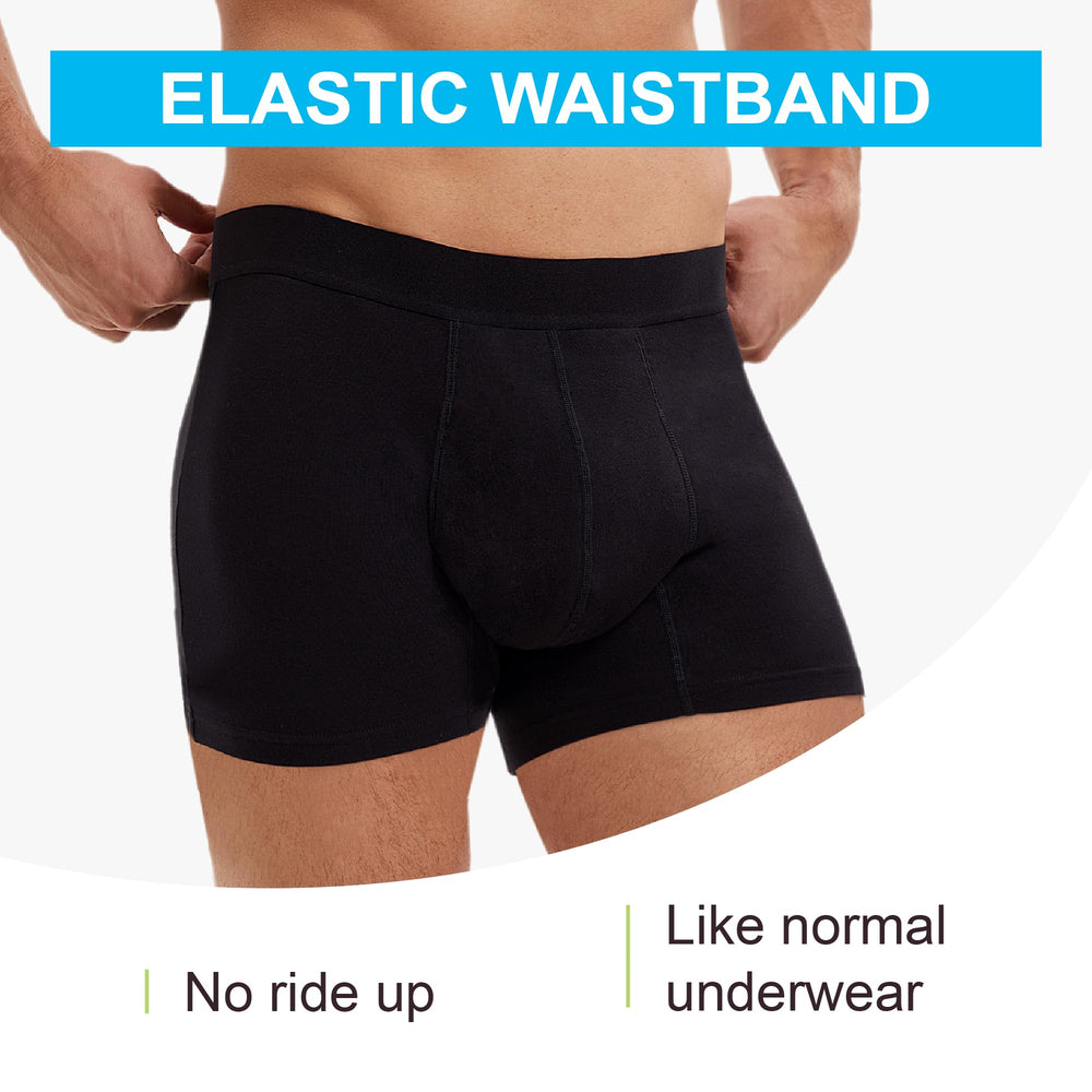 IRISMORII men's leakproof underwear waist closeup showing comfortable waistband.