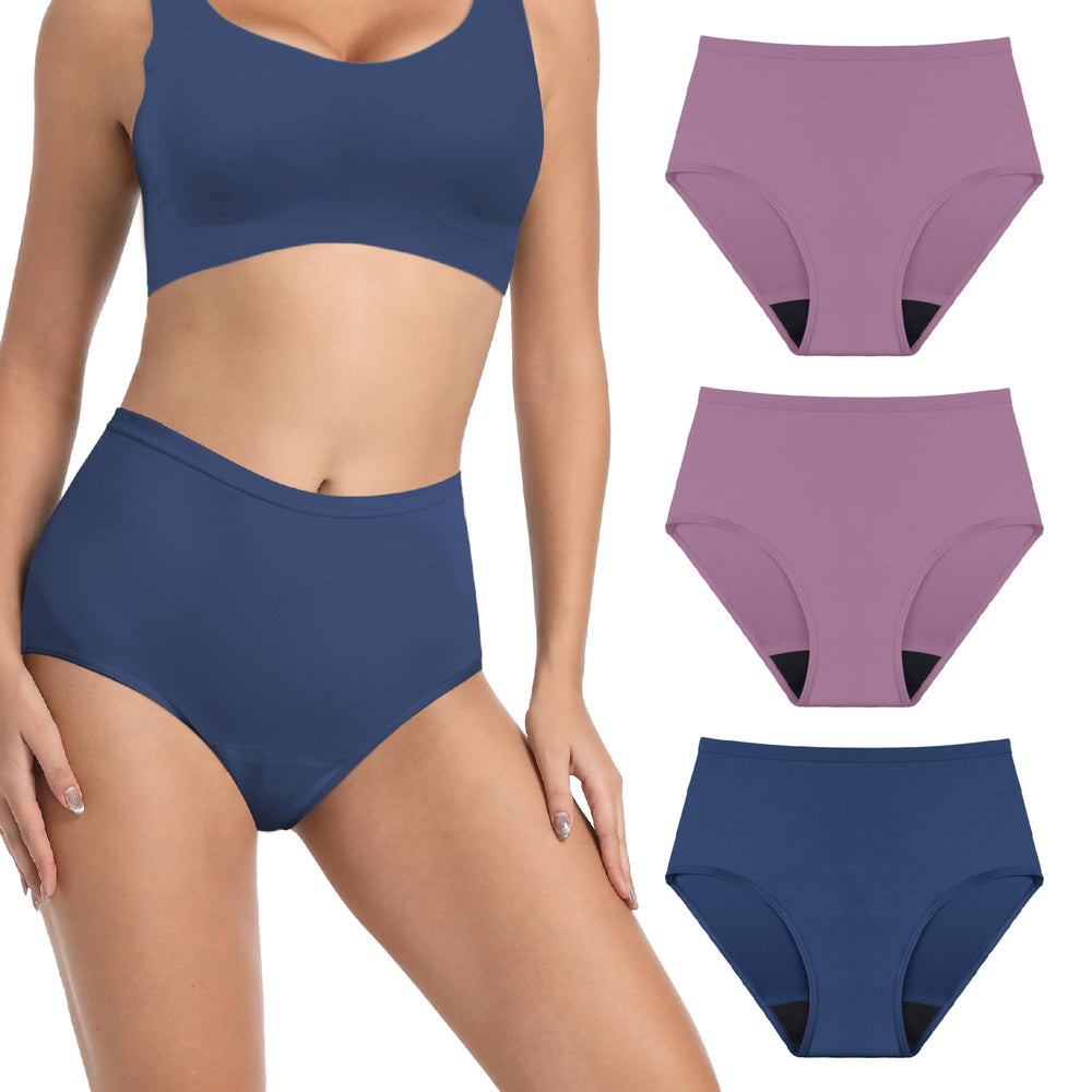 IRISMORII washables dark blue panties, front view showing discreet profile and dryness benefits
