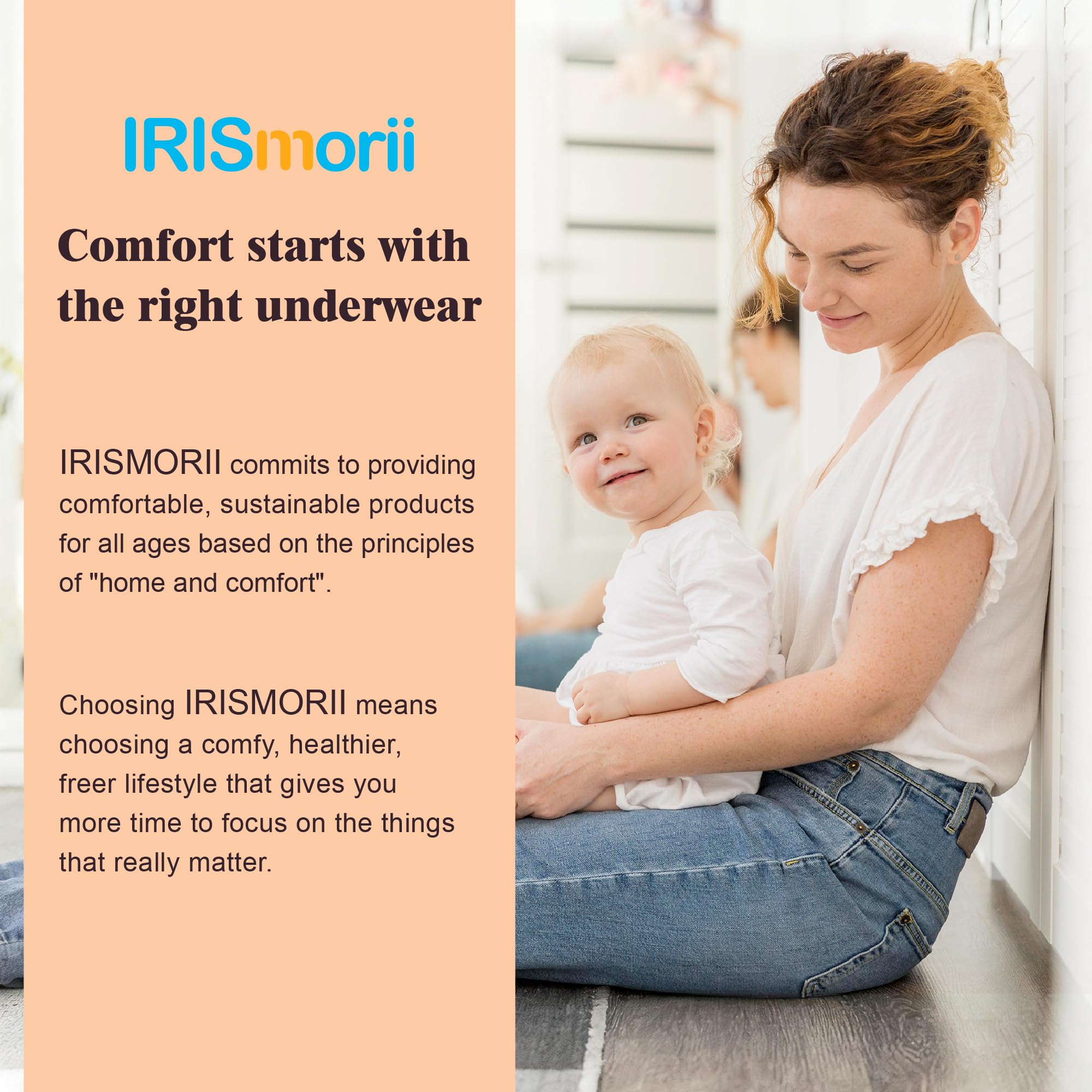 IRISMORII seamless-fit image highlights skin-friendly, silky fabric