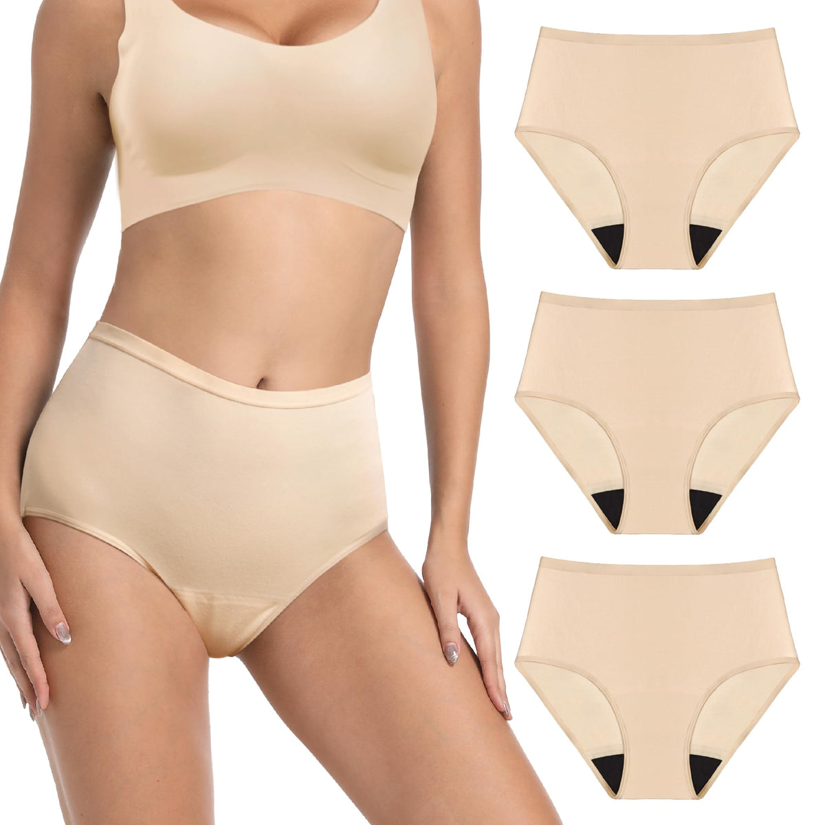 IRISMORII washable panties beige packaging shows reusable daily protection.