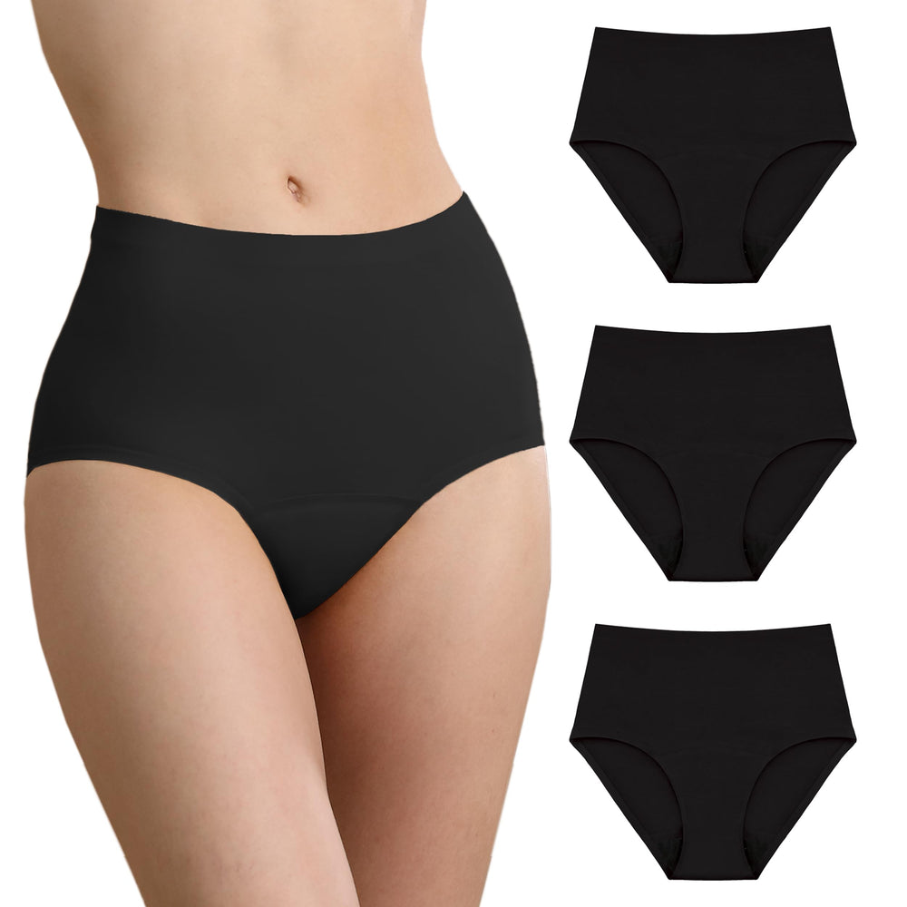 IRISMORII black 3X pack underwear front view for discreet protection