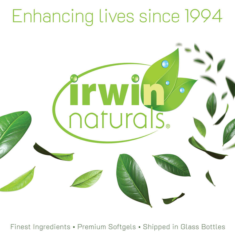 Irwin Naturals EstroPause women’s health collection beside lifestyle imagery.