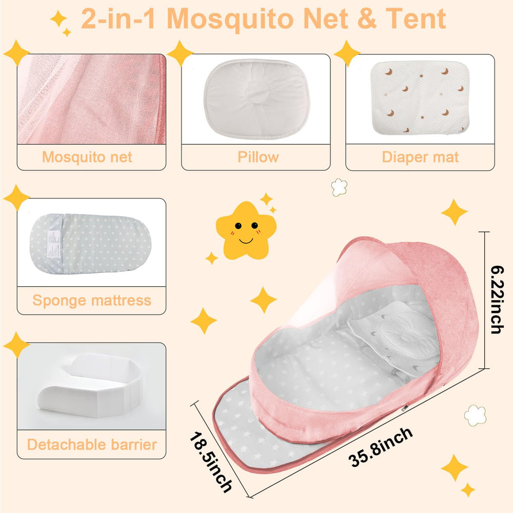 ISELECTOR 2-in-1 canopy provides sun protection and bug guard for outdoor naps.