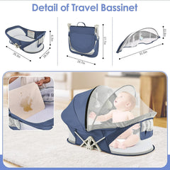 ISELECTOR baby travel bed in use with a sleeping infant
