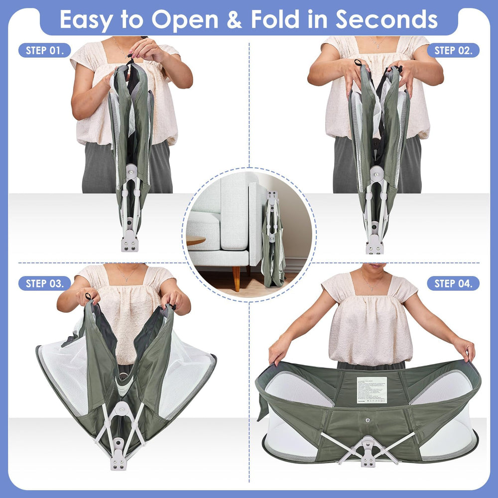 ISELECTOR portable bassinet fabrics machine washable for quick cleaning.