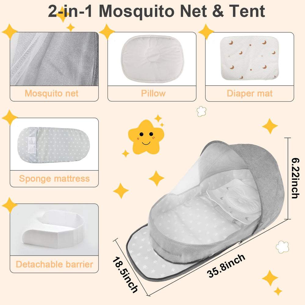 ISELECTOR 2-in-1 canopy providing sun protection and bug barrier
