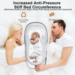 ISELECTOR bassinet with raised edges promoting a safe cosleeping area