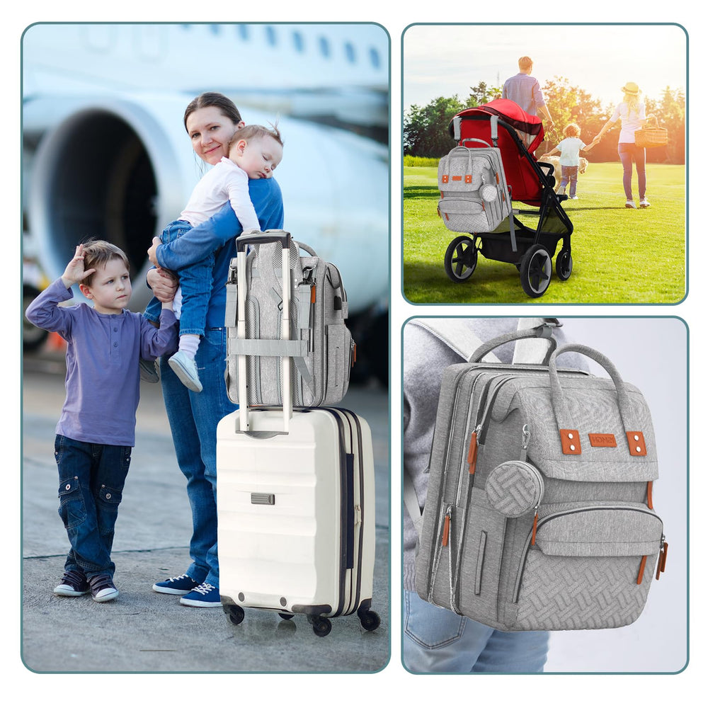 ISMGN UG Grey diaper bag remains versatile for travel and shopping.