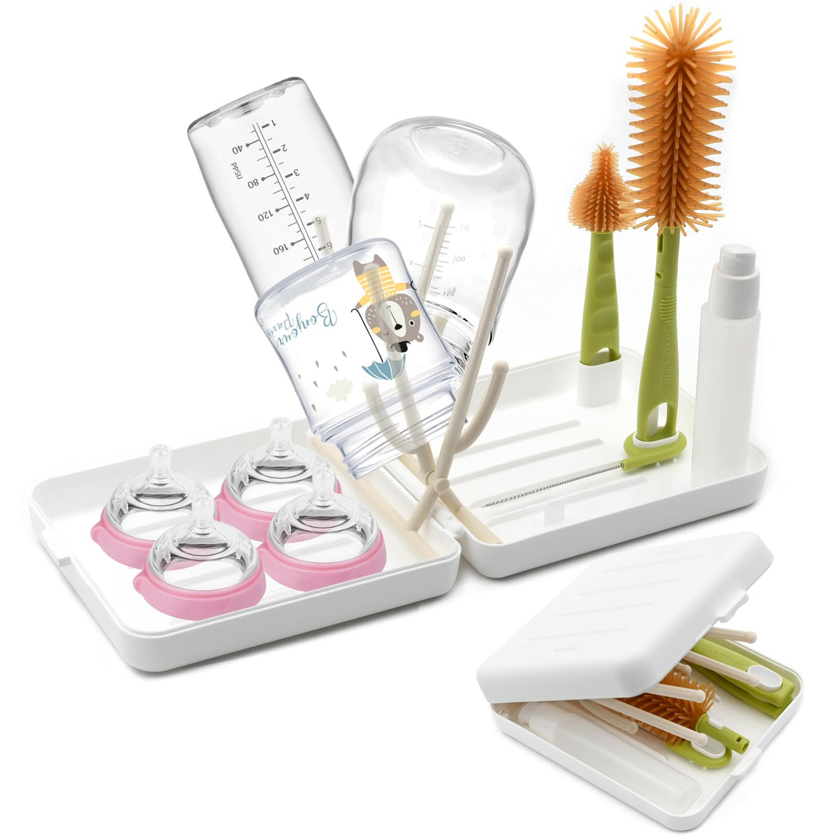 Ismosm portable bottle brush kit, bottle brush head, for quick on-the-go cleaning