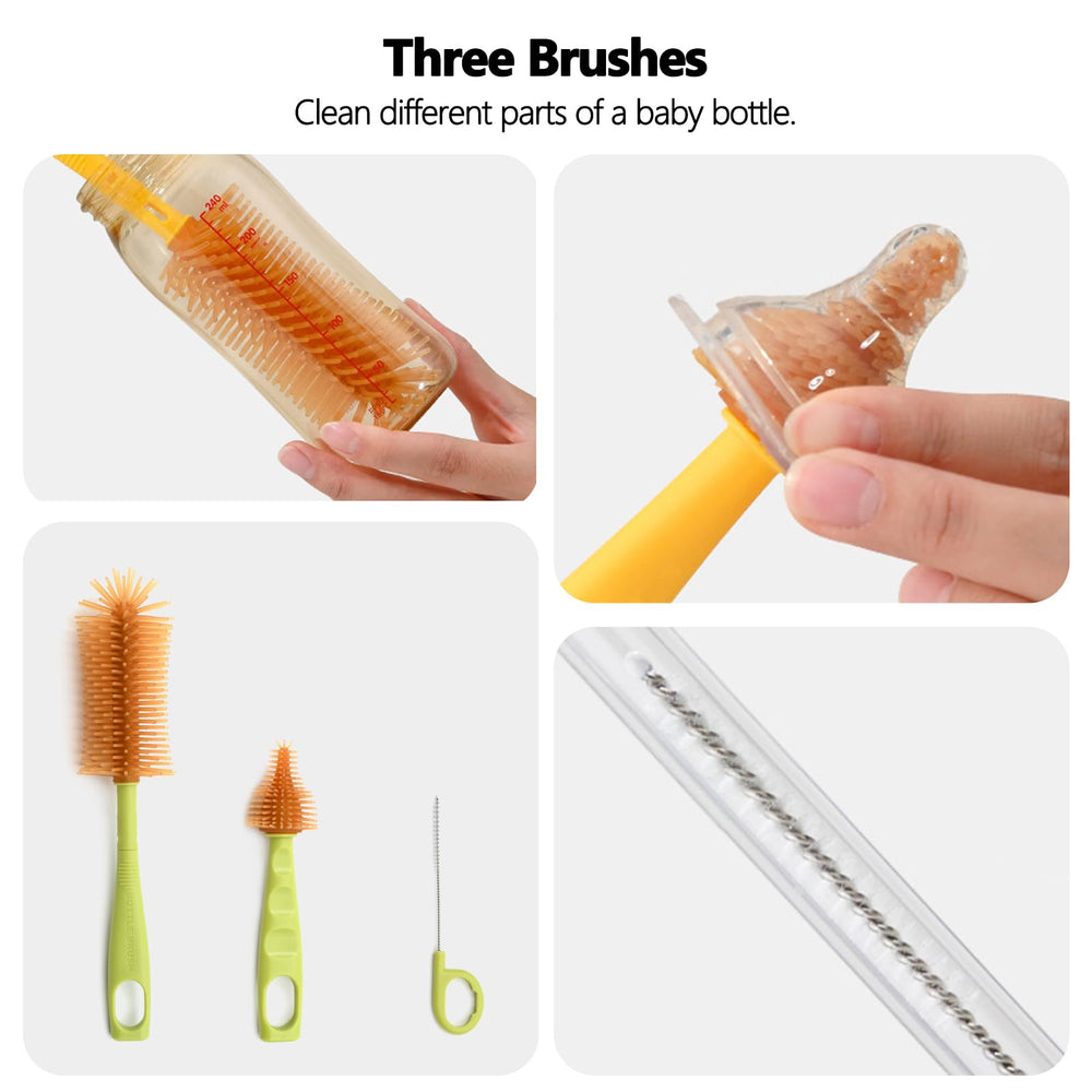 Ismosm portable bottle brush kit, drying rack unfolds for compact air drying