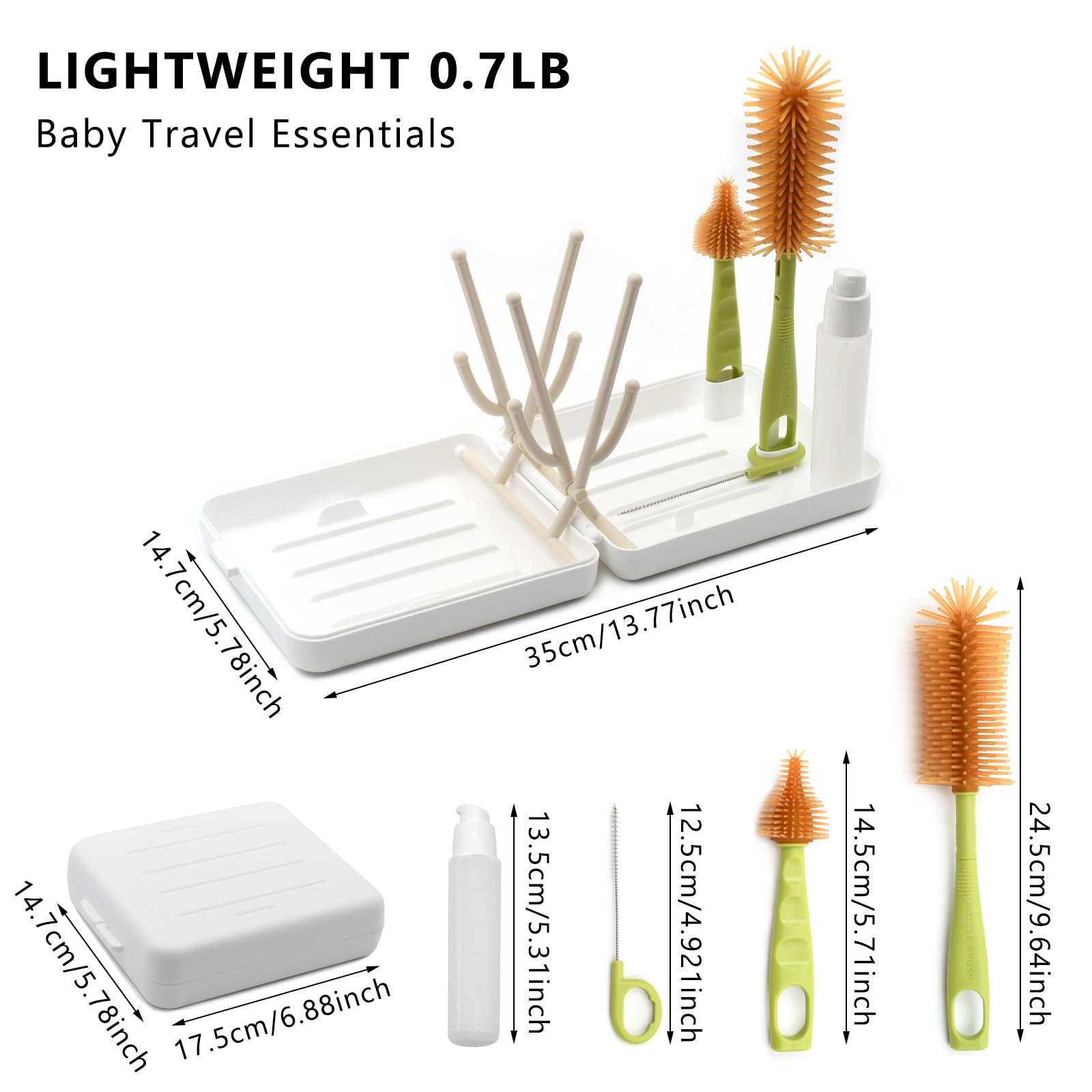 Ismosm portable bottle brush kit, straw brush for clean sippy parts on trips
