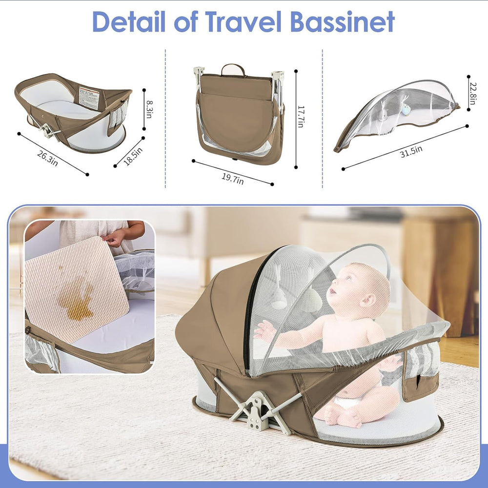 ISELECTOR bassinet has removable mattress for easy cleaning and quick setup.