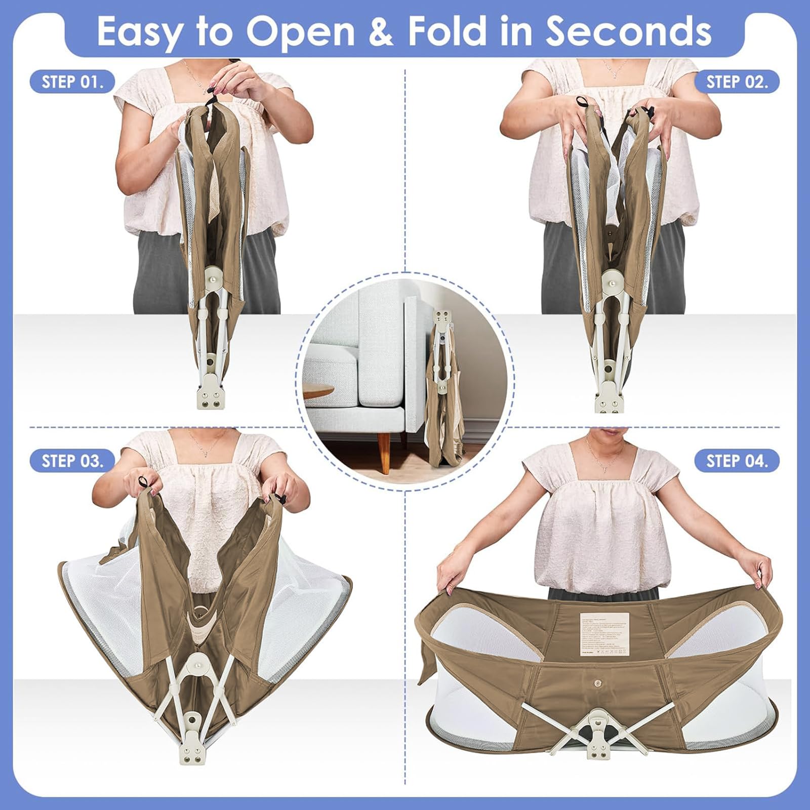 ISELECTOR portable bed features fabrics easy to wipe and refresh.