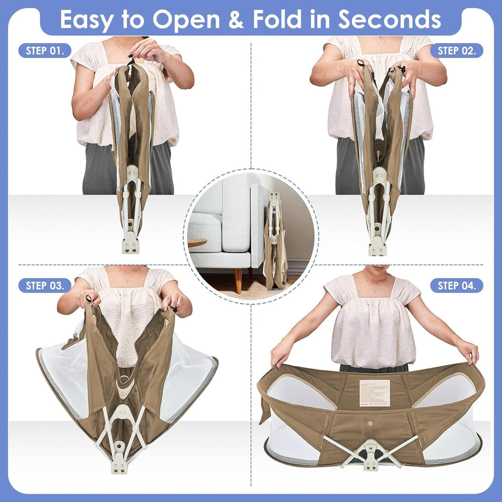 ISELECTOR portable bed features fabrics easy to wipe and refresh.