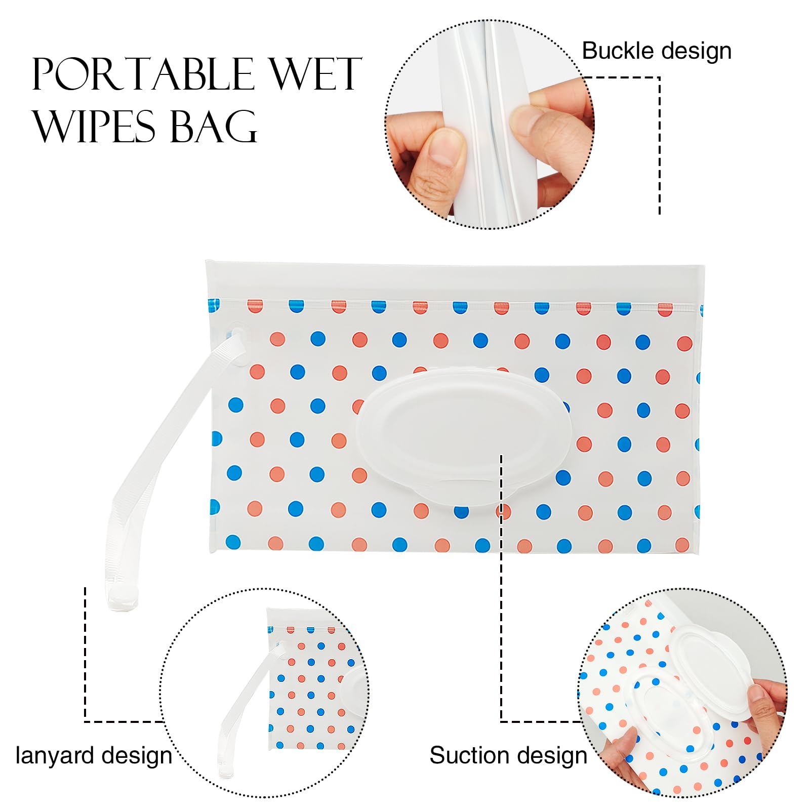 itechpanda circle-dot portable wipe bag attached to stroller or bag