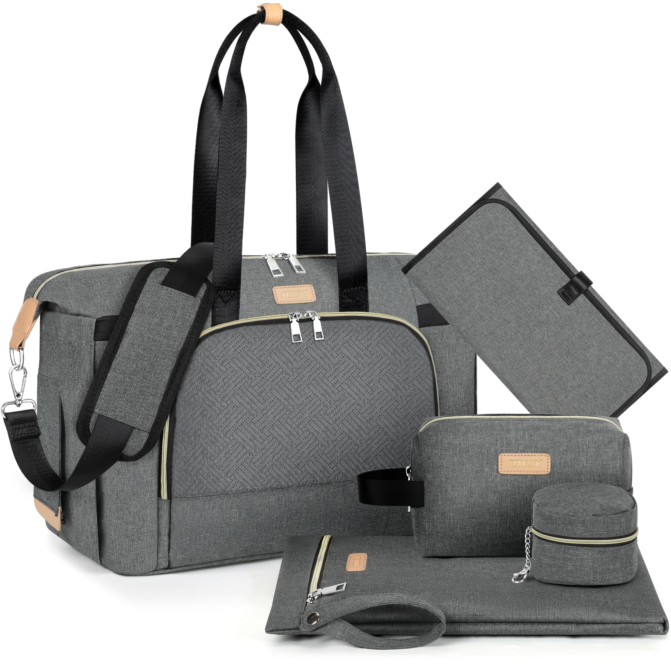 ITIEZY diaper bag tote front view showing a roomy main compartment