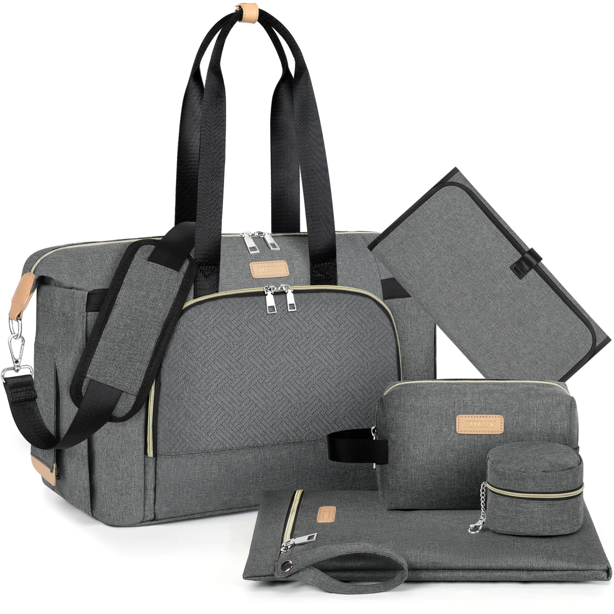 ITIEZY diaper bag tote front view showing a roomy main compartment