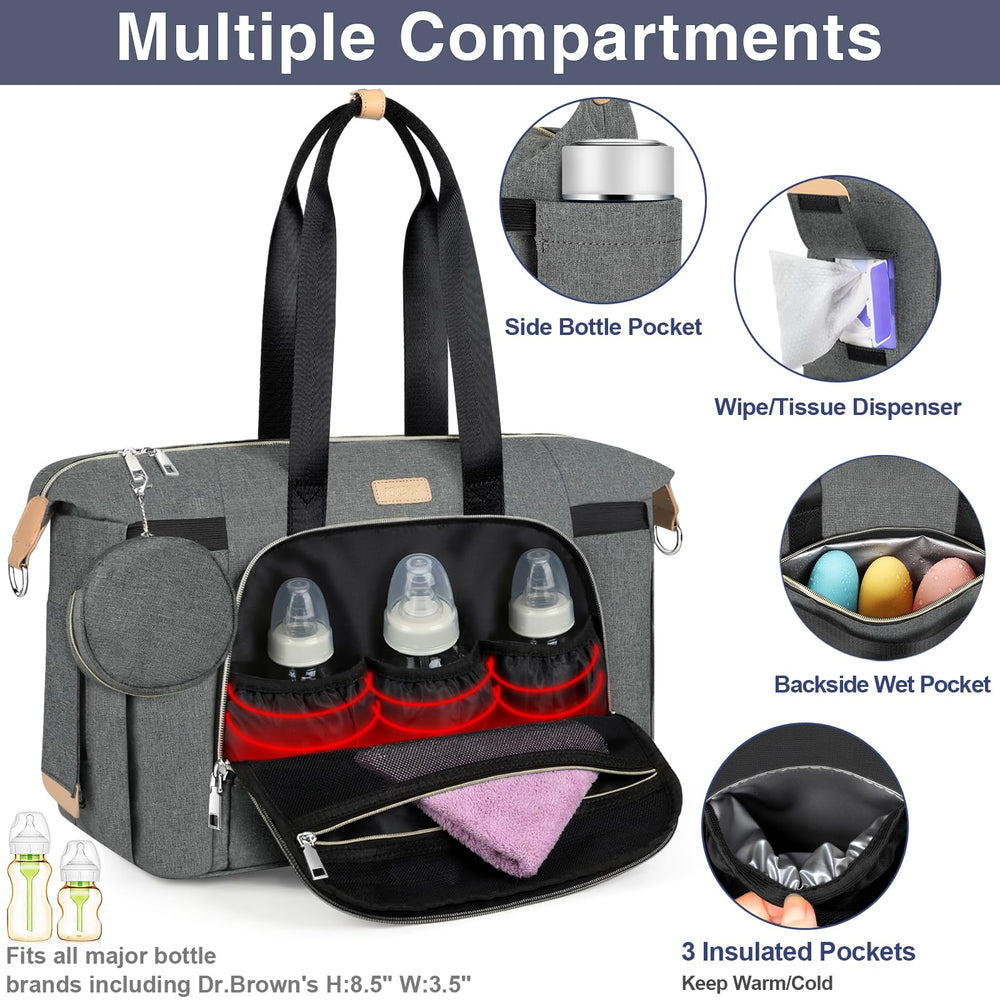 ITIEZY diaper bag tote interior pockets organizing bottles and wipes