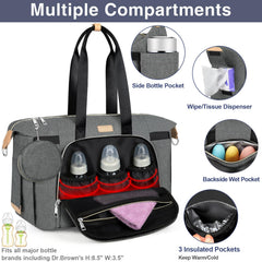 ITIEZY diaper bag tote interior pockets organizing bottles and wipes